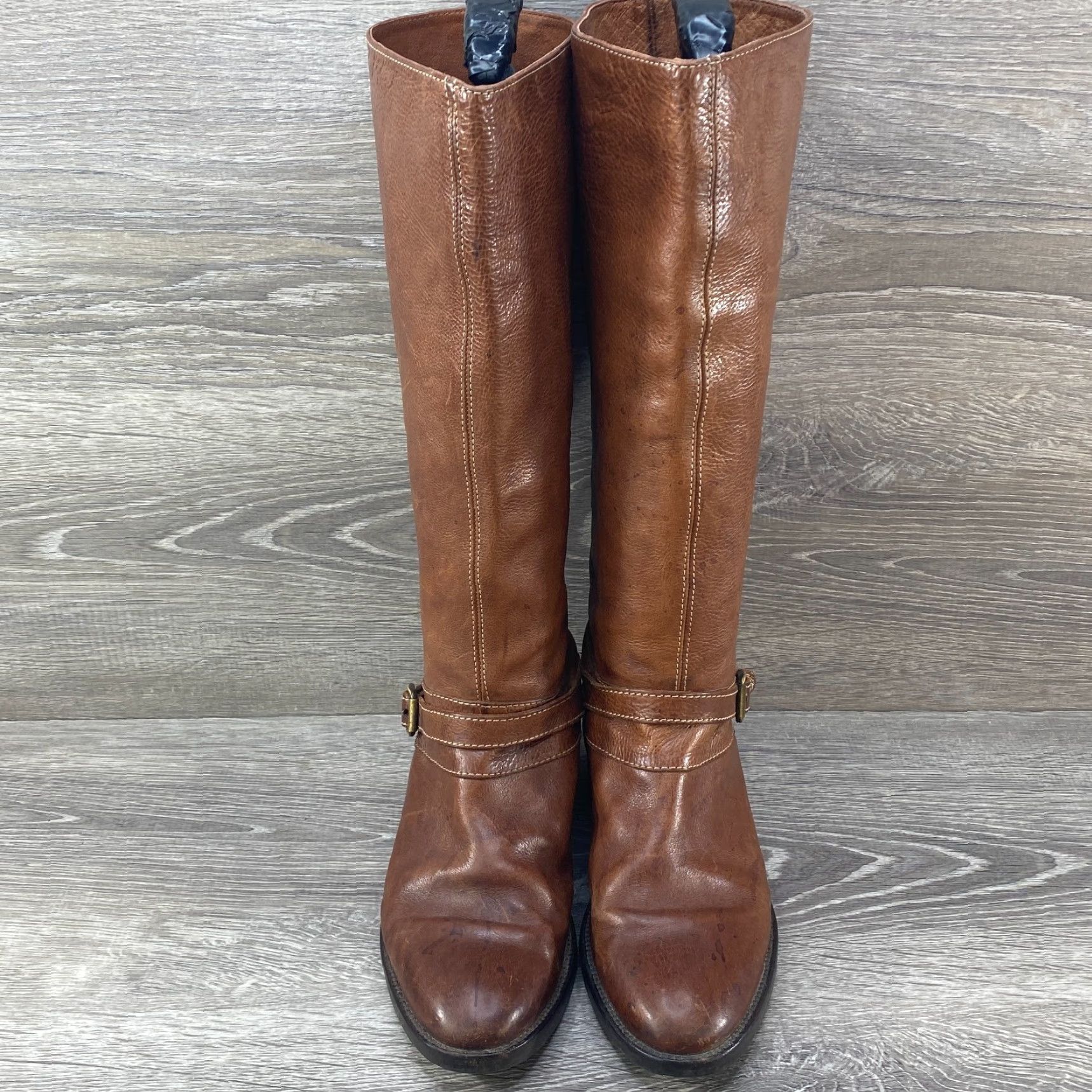 J.Crew J.CREW Brown Leather Lined Knee High Pull On Tall Riding Boots Buckle Womens 6 Size US 6 / IT 36 - 3 Thumbnail