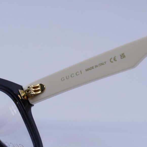 Gucci Gucci GG0958O 005 Eyeglasses Black/White 52mm Square Frame Size ONE SIZE - 7 Thumbnail