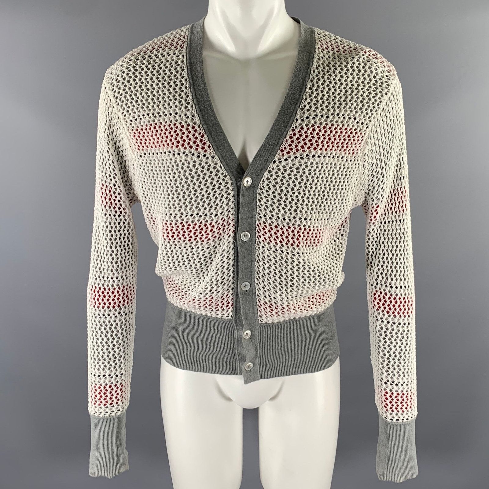 Brooks Brothers Black Fleece BLACK FLEECE S Red Grey Black Stripe Reversible Cardigan Size US S / EU 44-46 / 1 - 4 Thumbnail