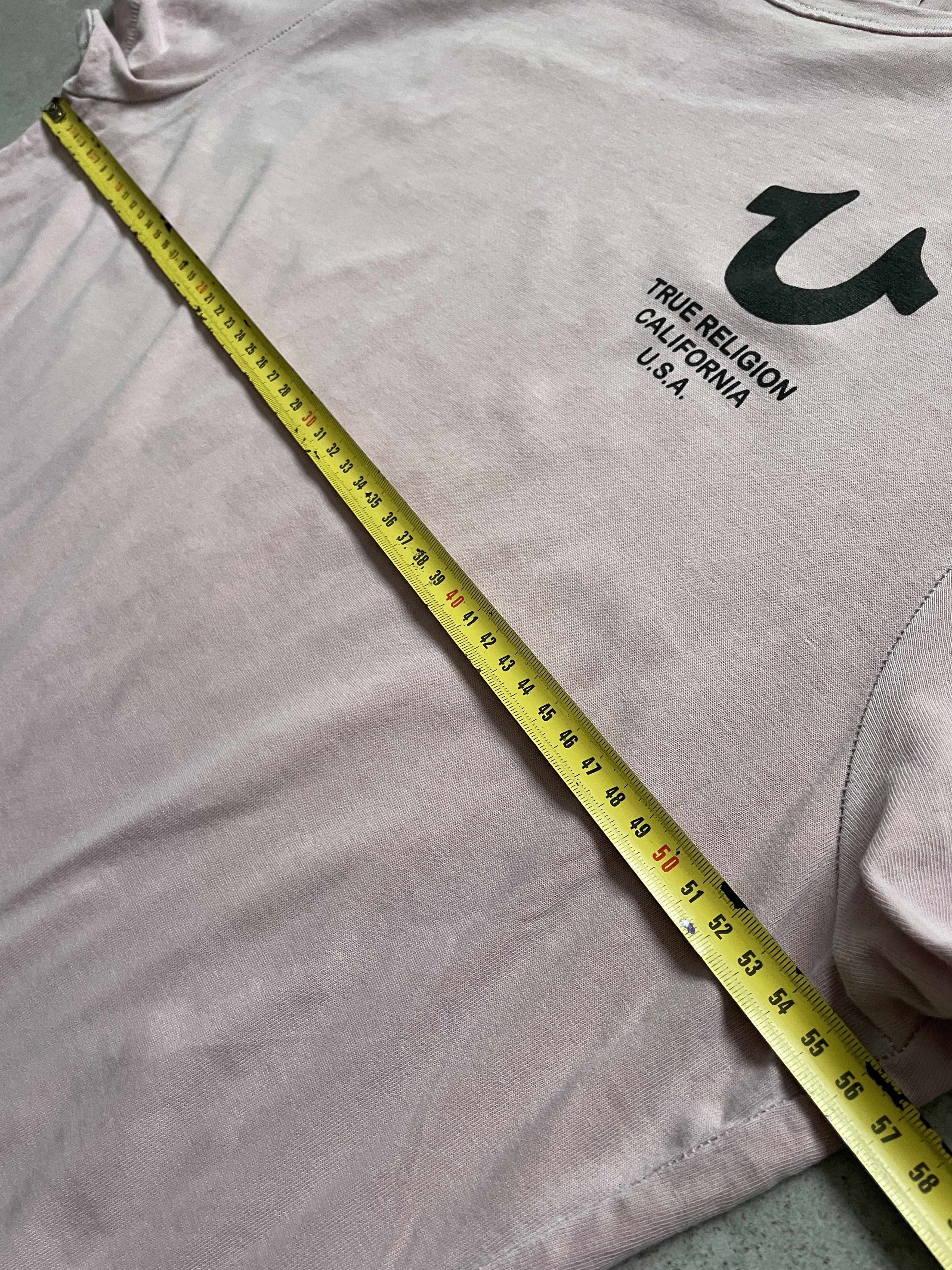 True Religion Y2K TRUE RELIGION WASHED LIGHT PINK STITCHED TEE Size US XXL / EU 58 / 5 - 10 Thumbnail