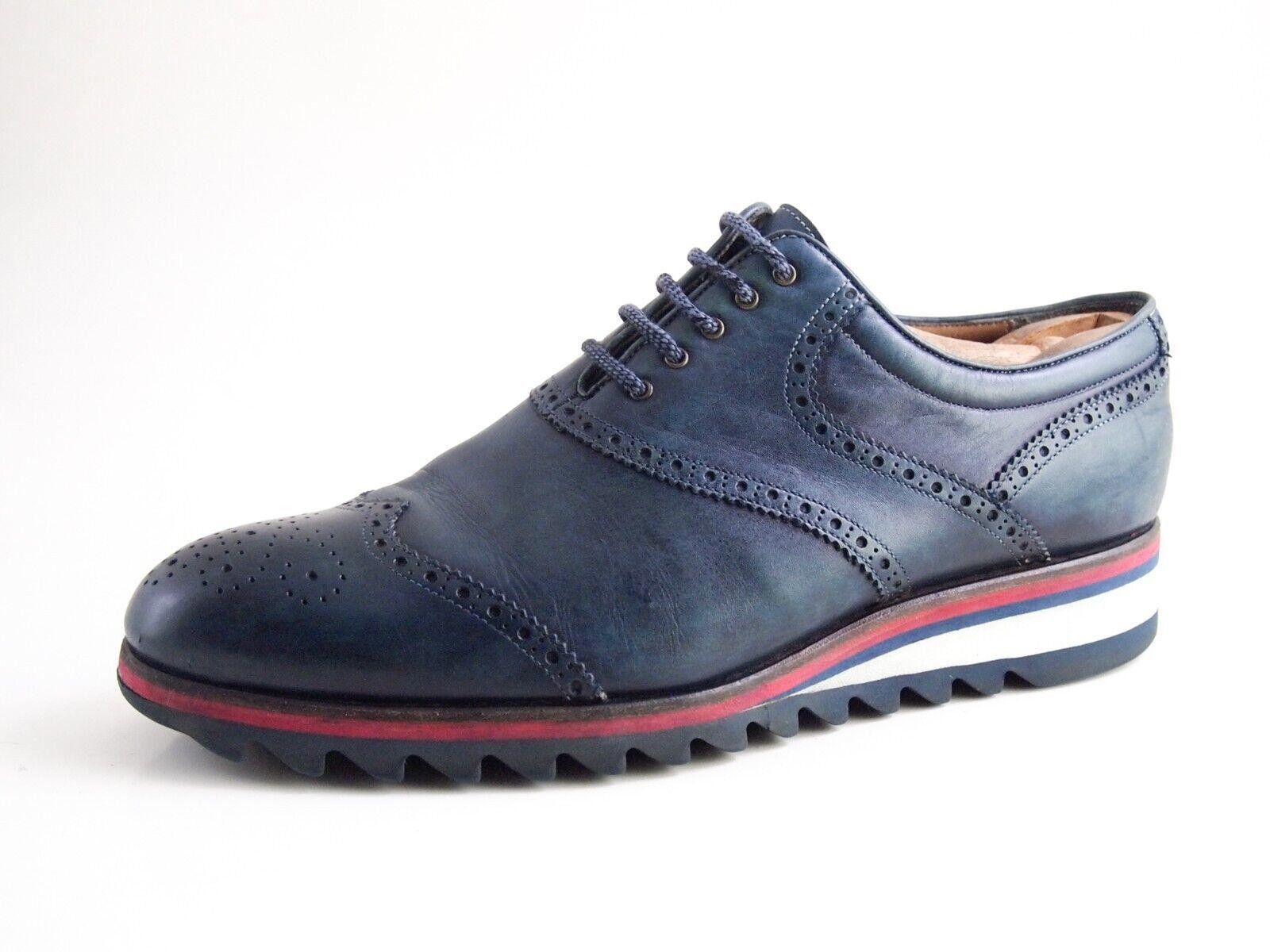 Designer Harris Firenze Lug Sole Brogues Blue Leather Mens EU 41 US 8 Size US 8 / EU 41 - 1 Thumbnail