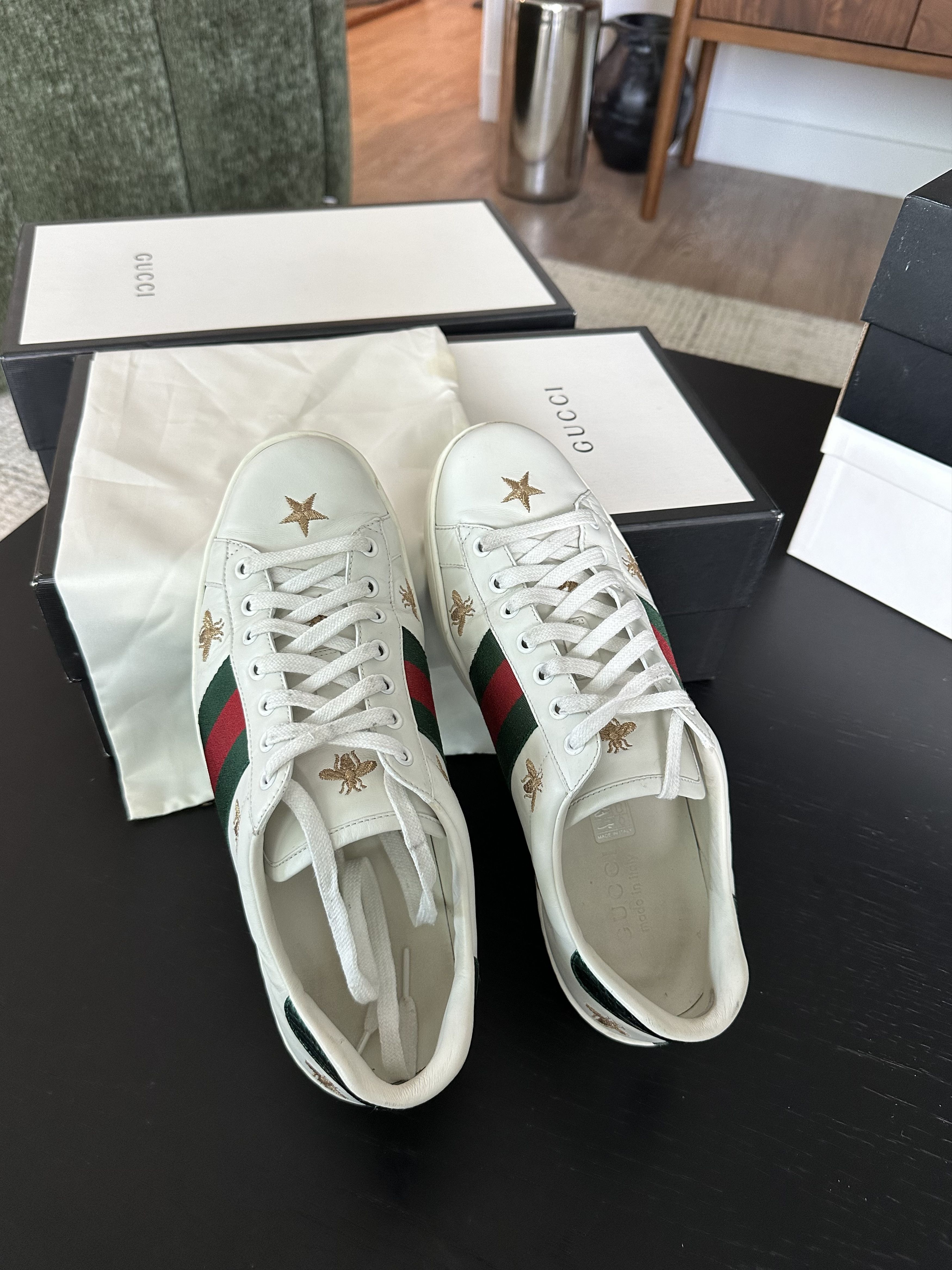 Gucci Ace Stars and Bees Leather Sneaker Size US 8.5 / EU 41-42 - 7 Thumbnail