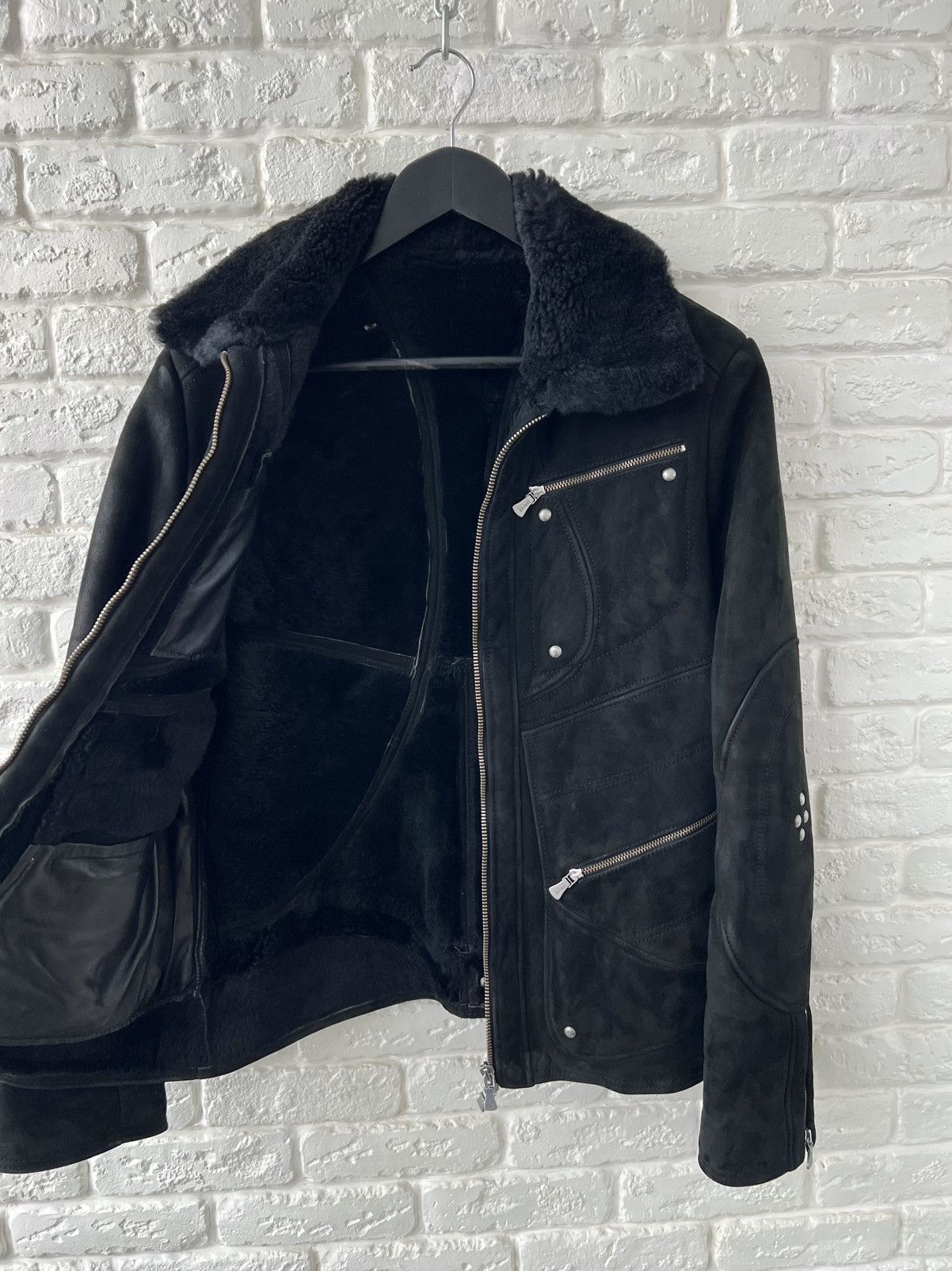 Versace VERSACE Shearling Suede Black Zip Coat Jackey Size M / US 6-8 / IT 42-44 - 3 Thumbnail