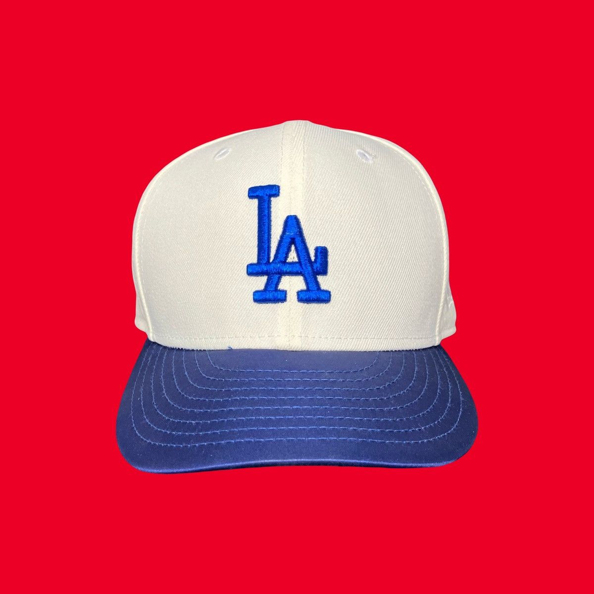 MLB × New Era × Topperz New Era Los Angeles Dodgers Fitted Hat Satin Blue Brim 7 1/8 Size 28 - 2 Thumbnail