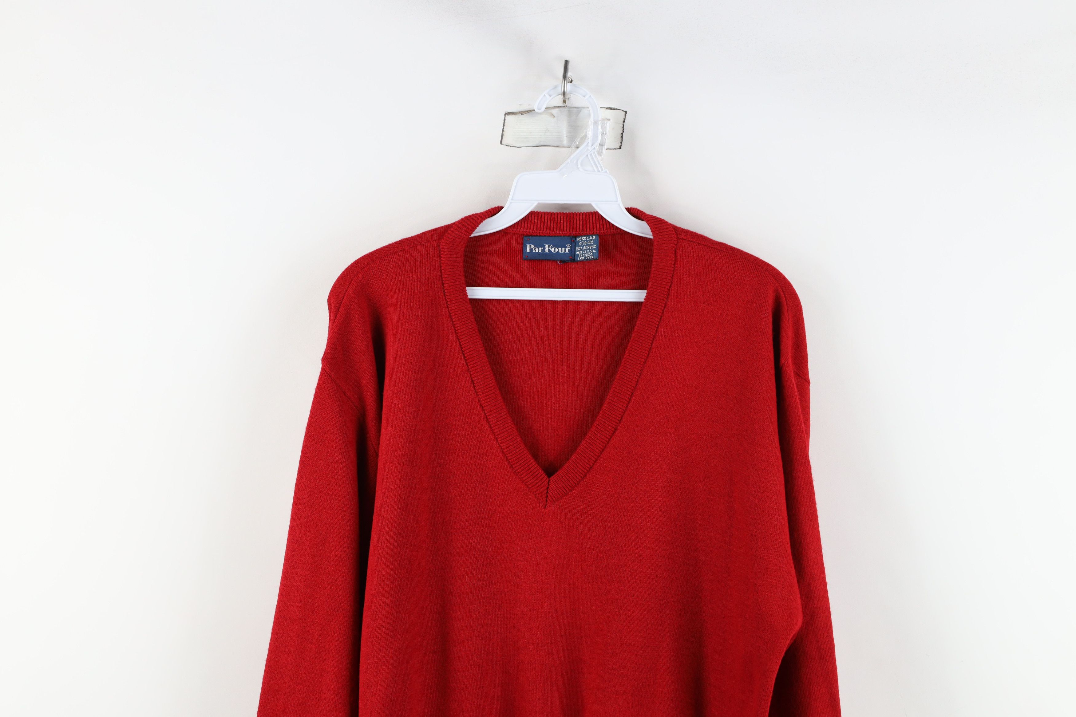 Vintage Vintage 70s Streetwear Blank Knit V-Neck Sweater Red USA Size US M / EU 48-50 / 2 - 2 Thumbnail