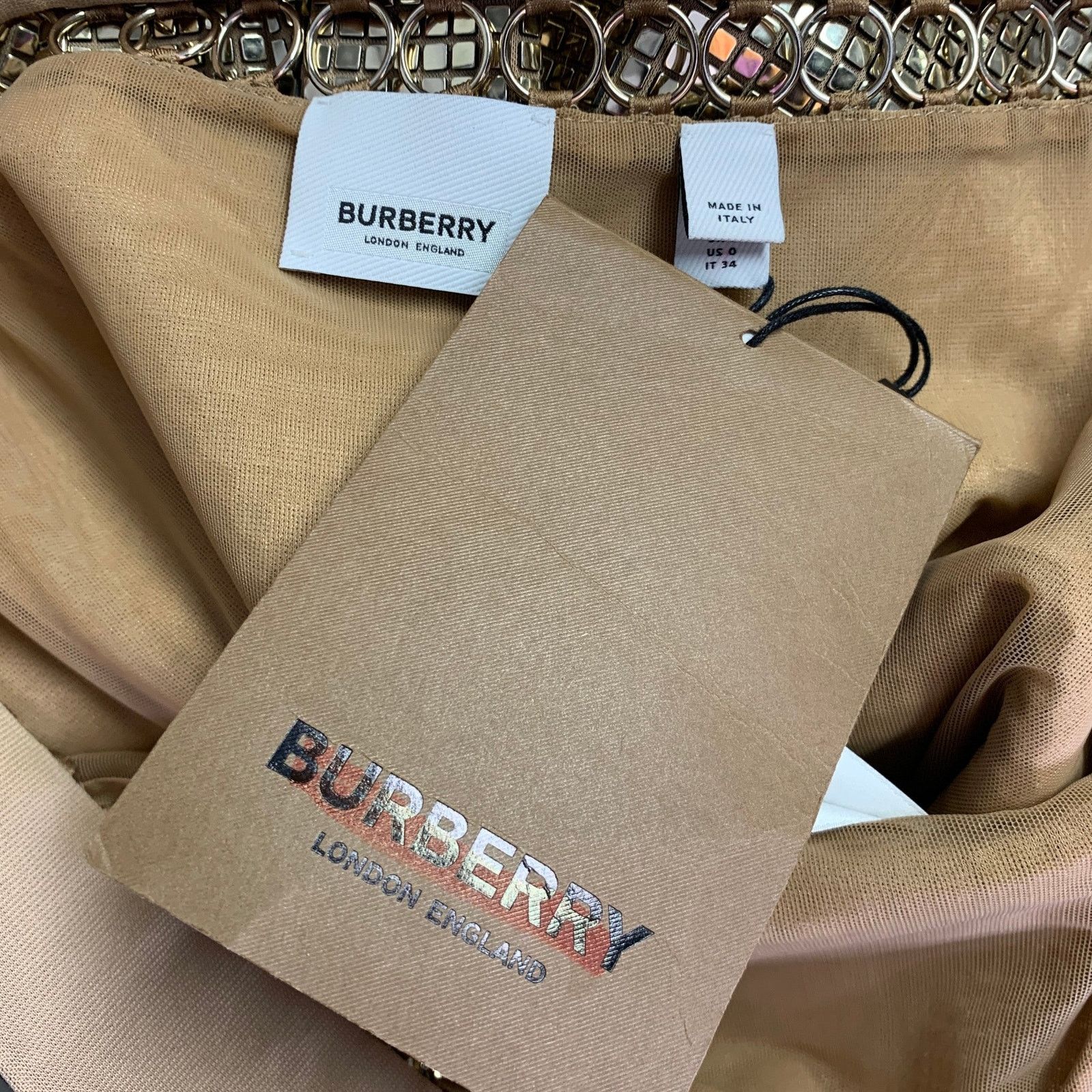 Burberry Gold Beige Viscose Blend Disco Embellishment Mermaid Skirt Size 24" / US 00 / IT 34 - 5 Thumbnail
