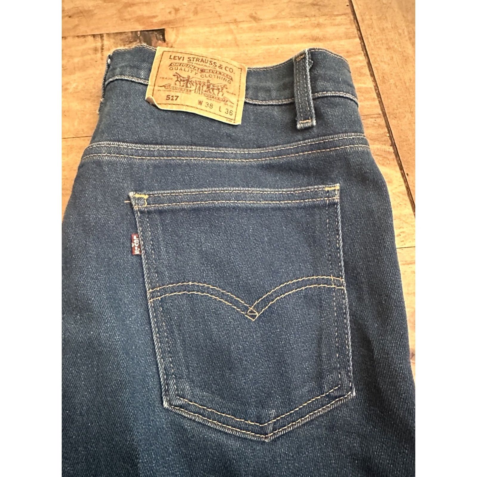 Levi's VINTAGE Levi's Jeans Men 38x36 Blue 517 Bootcut 100% Cotton Denim Western Ranch EUC Mens Size US 38 / EU 54 - 3 Thumbnail