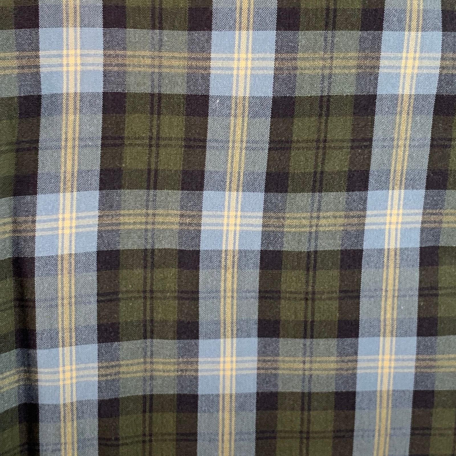 Luciano Barbera Size 44 Blue Olive Plaid Cotton One Pocket Long Sleeve Shirt Size US XL / EU 56 / 4 - 2 Thumbnail