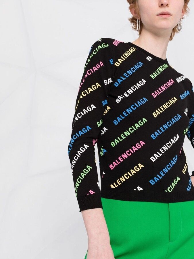 Balenciaga o1la1rc1a1024 All-Over Sweater in Multicolor Size M / US 6-8 / IT 42-44 - 5 Thumbnail
