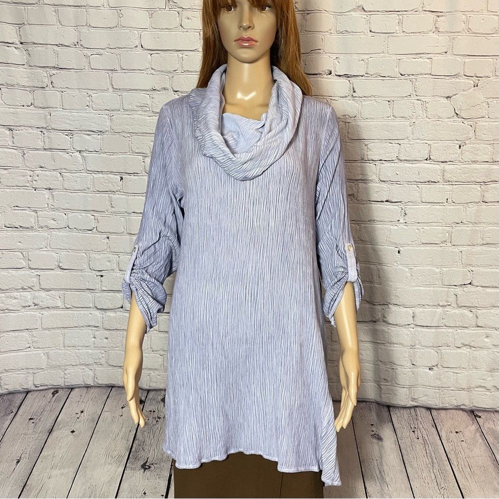 Other Soft Surroundings Lilac Crinkle Asymmetrical Viscose Tunic Size M / US 6-8 / IT 42-44 - 2 Thumbnail