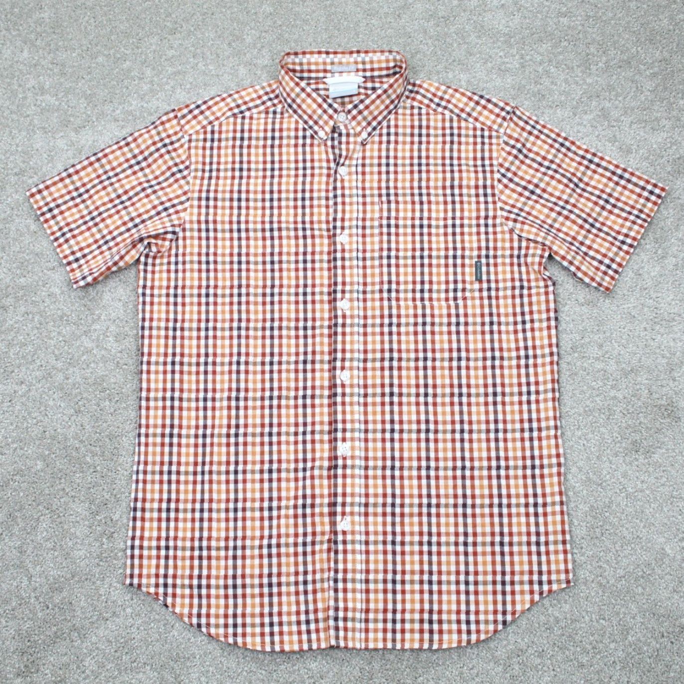 Vintage Columbia Rapid Rivers II Shirt Mens Small Red/Orange/White Cotton Stretch S/S Size US S / EU 44-46 / 1 - 2 Thumbnail
