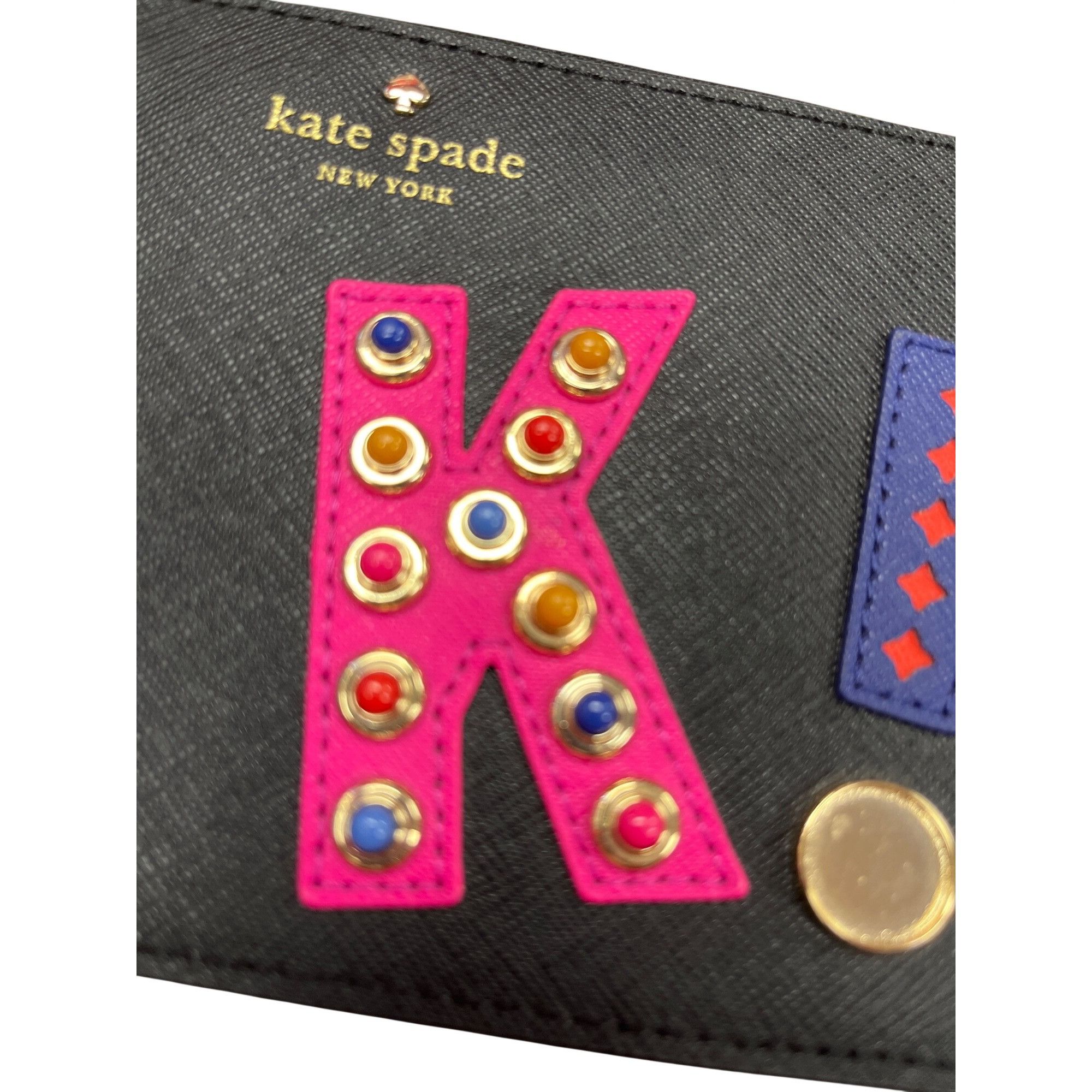 Kate Spade Kate Spade NY black leather bejeweled wristlet clutch bag SK Size ONE SIZE - 4 Thumbnail
