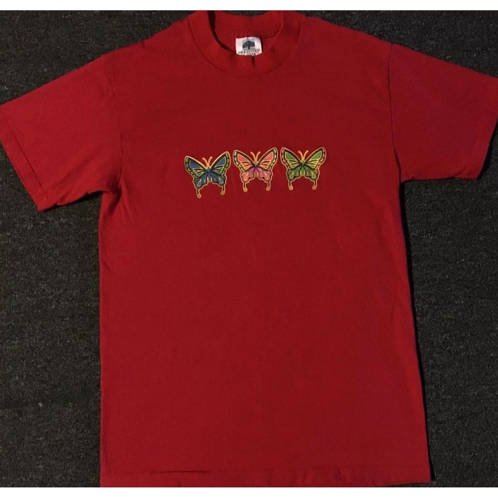 Vintage VINTAGE 90s Butterfly Shirt M Red Men's T-Shirt Short Sleeve Floral Graphic Grunge Surf Skate Vaporwave USA Single Stitch Size US M / EU 48-50 / 2 - 2 Thumbnail