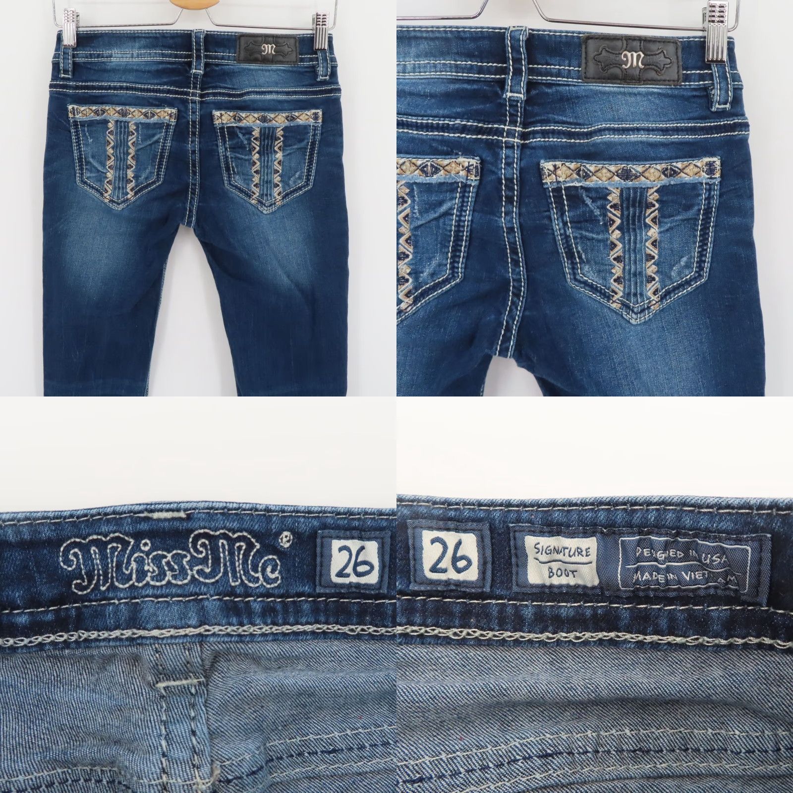 Miss Me Miss Me Jeans Bootcut Women 26 Signature Blue Denim Embroidered Pockets 5-Pocket Size 26" / US 2 / IT 38 - 8 Thumbnail