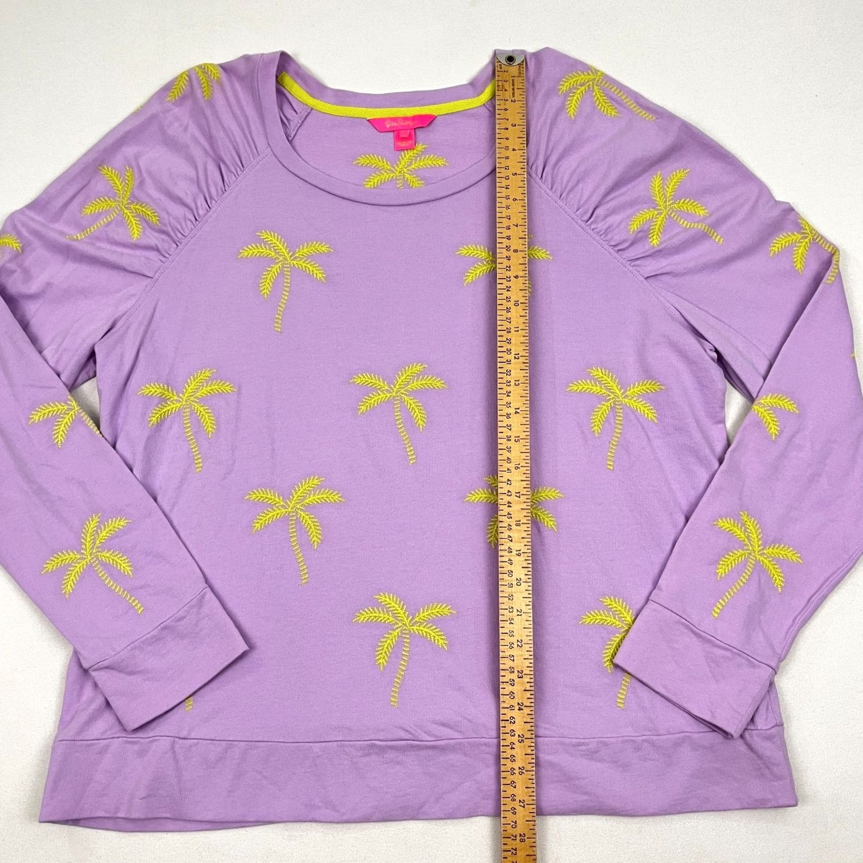 Lilly Pulitzer Lilly Pulitzer Aldean Sweatshirt Womens 2XL Purple Embroidered Palm Trees Shirt Pullover Crew Neck Casual Size XXL / US 16-18 / IT 52-54 - 4 Thumbnail