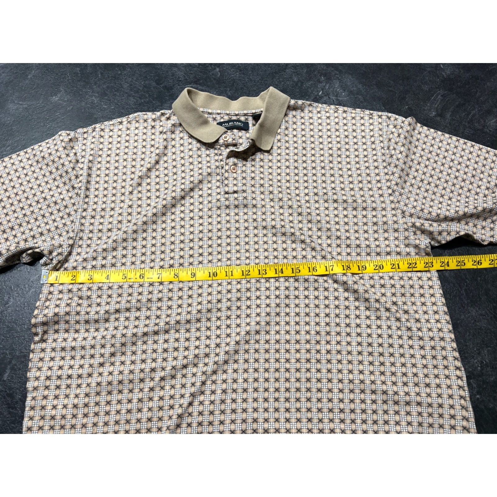 Murano Murano Polo Shirt Geometric Golf 100% Cotton Men’s XL Beige S/S Shirt Size US XL / EU 56 / 4 - 7 Thumbnail