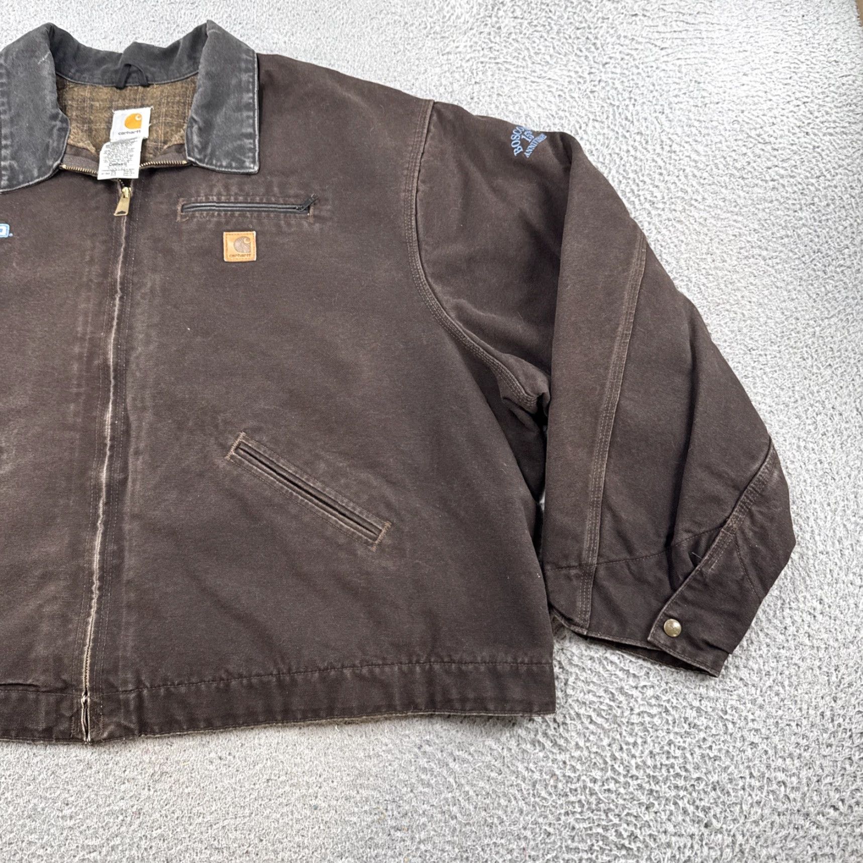 Carhartt VINTAGE Carhartt J97 Detroit Bomber Jacket 5XL Brown Canvas Lined Poly 90s Workwear Mens Size US XXL / EU 58 / 5 - 2 Thumbnail