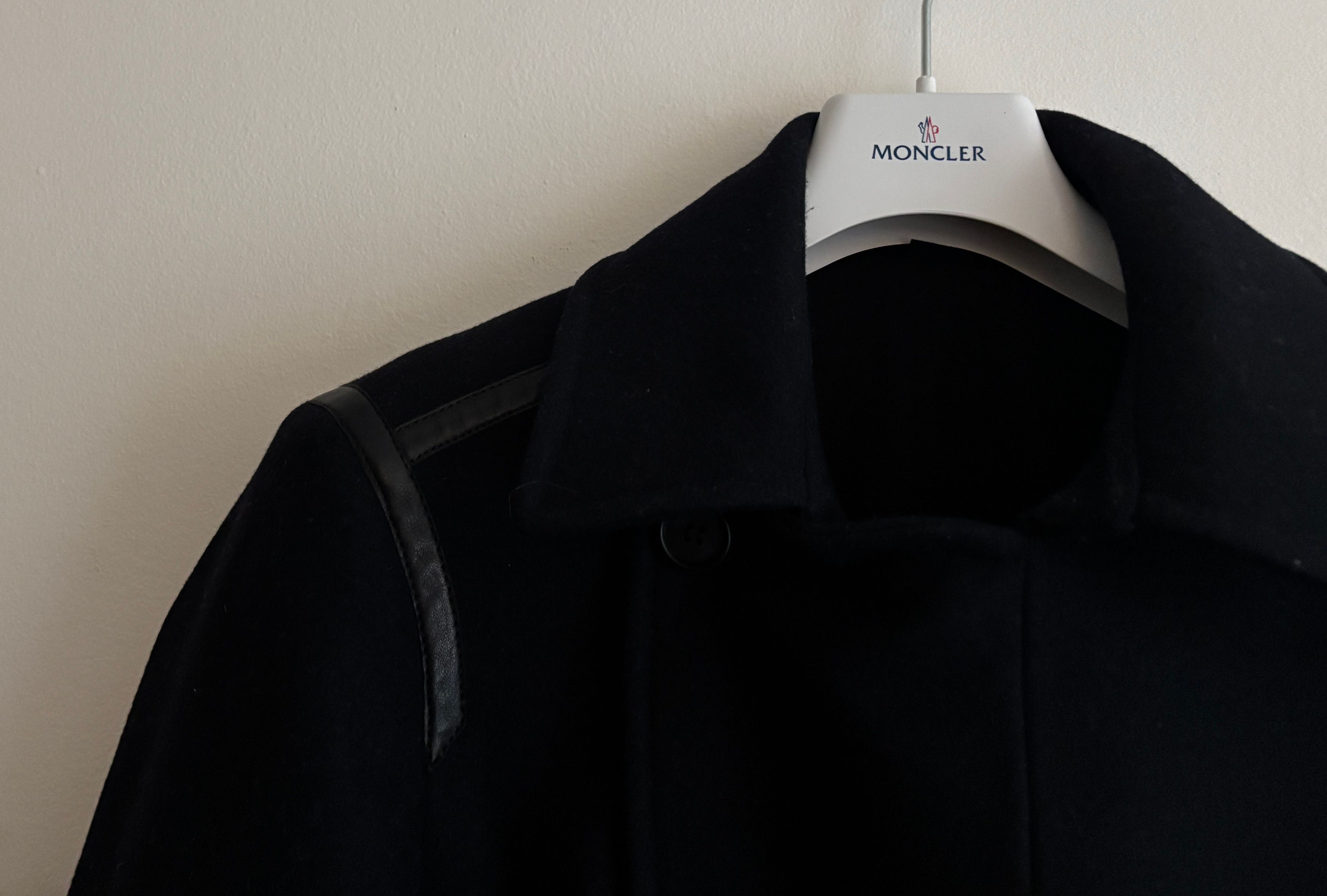 Allsaints $600 Salter Navy Wool Pea Coat Leather Trim- Medium Size US M / EU 48-50 / 2 - 6 Thumbnail