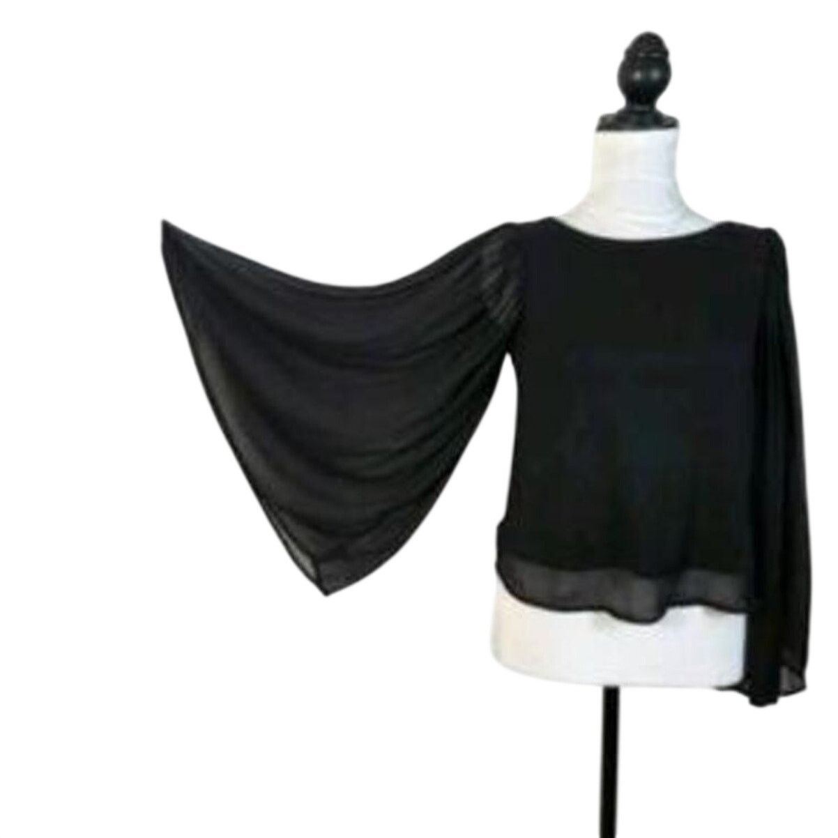 Other Fire Los Angeles Size XS Blouse Black Accordion Bell Sleeve Size XS / US 0-2 / IT 36-38 - 3 Thumbnail