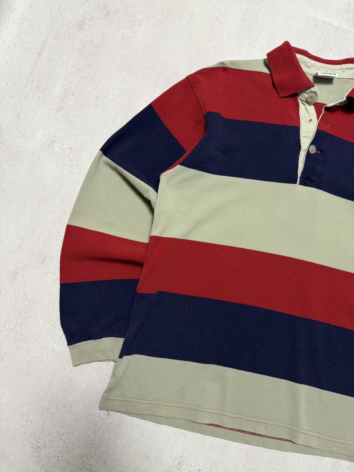 Lacoste × Vintage Vintage Lacoste Rugby Striped Sweatshirt Polo Y2K 90s Size US L / EU 52-54 / 3 - 4 Thumbnail