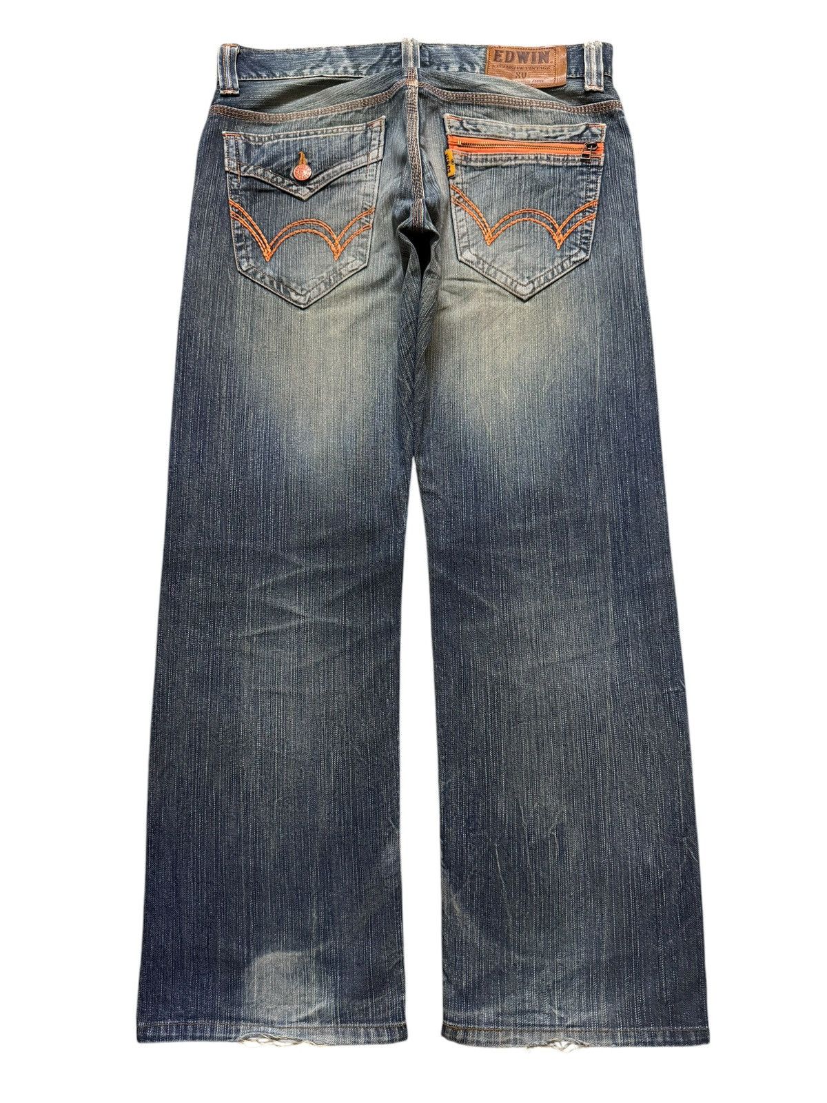 Edwin Vintage 90s Edwin XV Mud Wash Whiskers Distressed Wide Leg Size US 34 / EU 50 - 2 Thumbnail