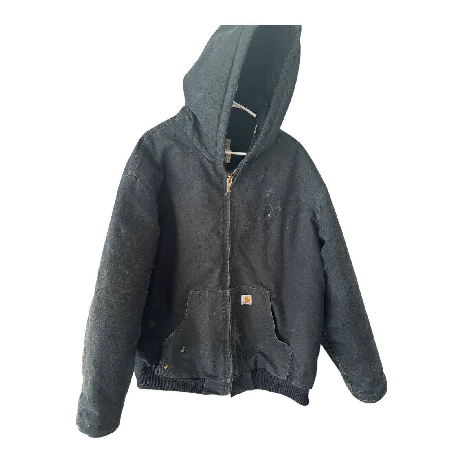 image of VTG Carhartt J140 Quilt Lined Canvas Zip Jacket Tallcoat in Black, Men's (Size 2XL)