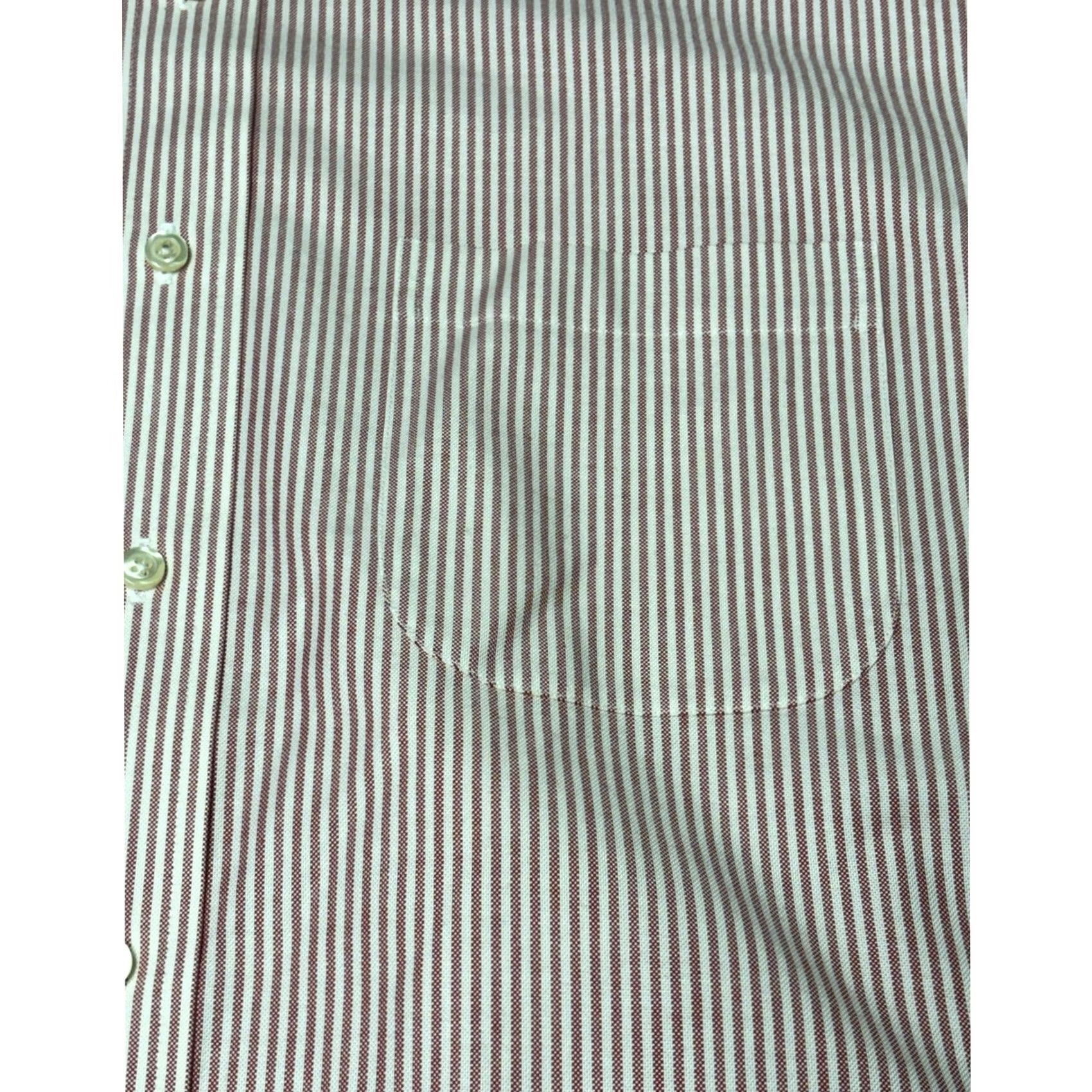 Brooks Brothers Brooks Brothers Mens Slim Fit Non Iron Stripe Button-Down Shirt 16 1/2-4/5 Red Stripe Business Casual Office Wear 45 in Mens Size US L / EU 52-54 / 3 - 2 Thumbnail