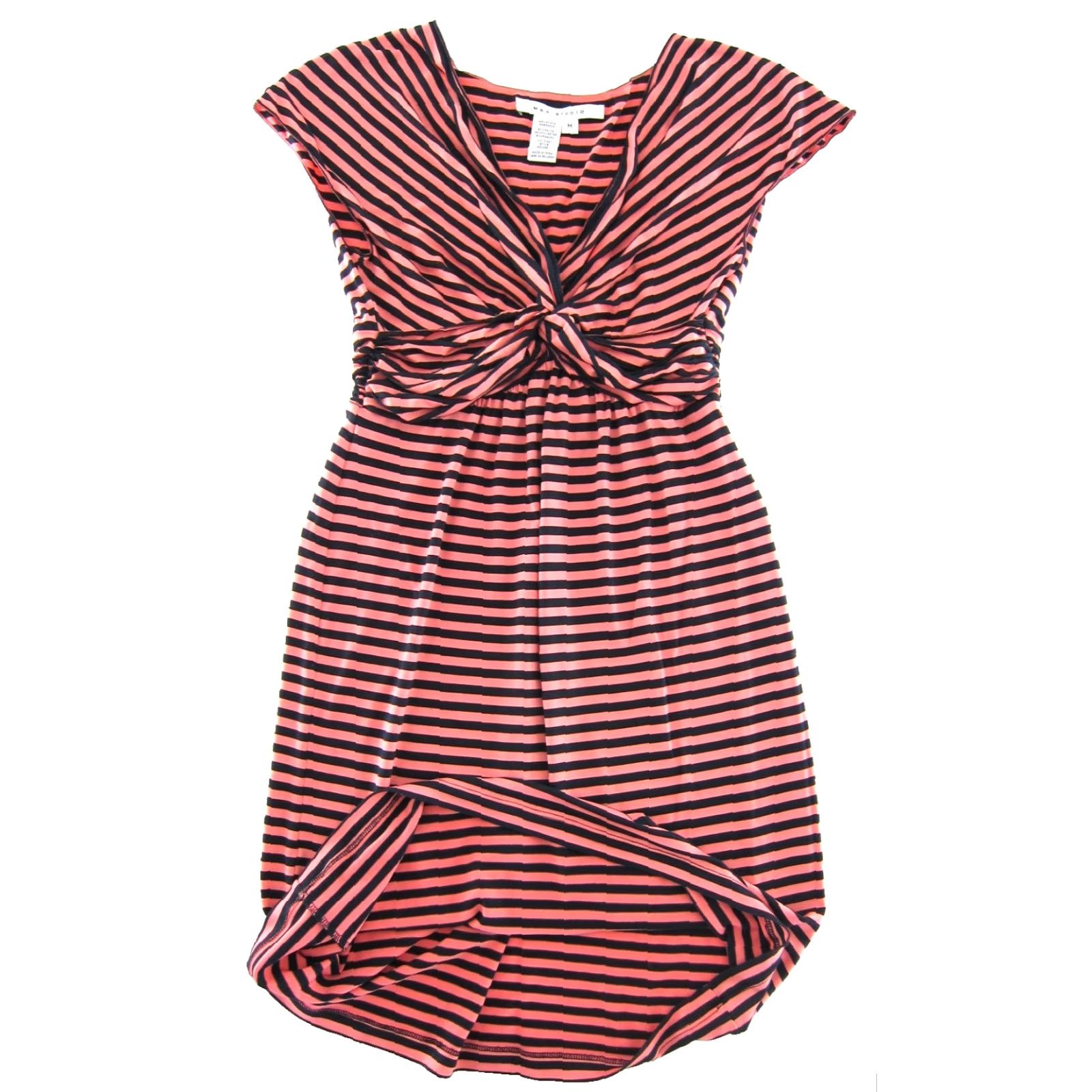 Vintage MAX STUDIO Pink Stripe Rayon Stretch Cap Sleeve Sheath Dress Medium Size M / US 6-8 / IT 42-44 - 5 Thumbnail
