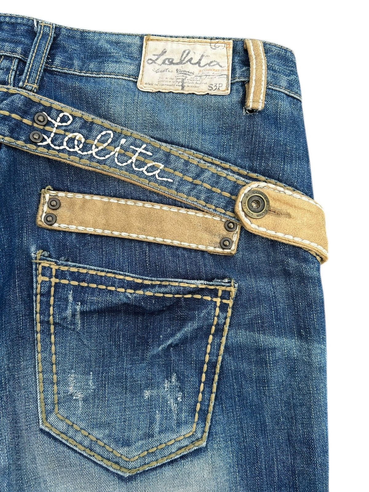 Kapital Yoshitomo Nara Lolita Buckle Back Distressed Denim Jeans Size US 36 / EU 52 - 4 Thumbnail