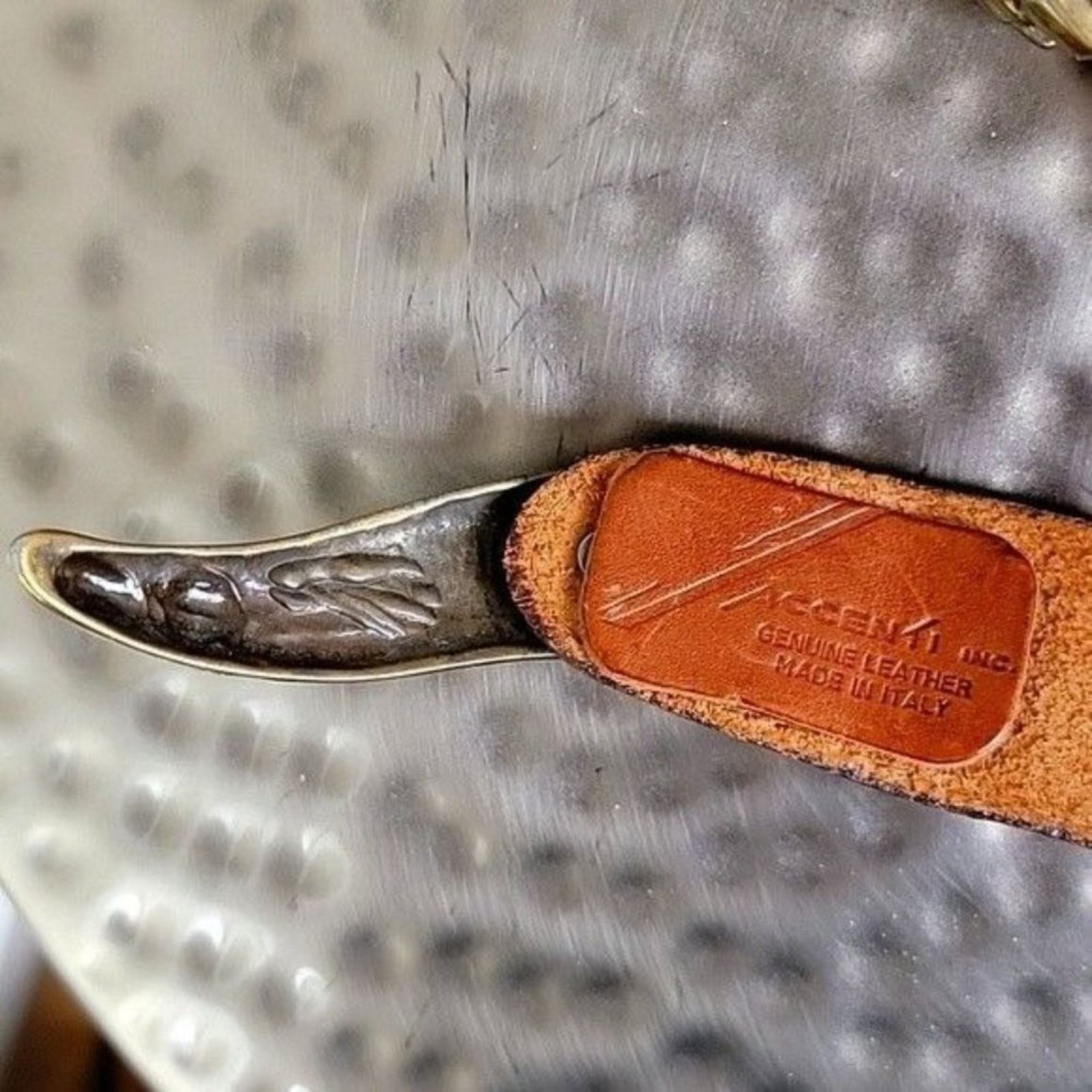 Vintage ACCENTI Italy Metal Brass Links Cobra Snake Belt Leather Size ONE SIZE - 10 Thumbnail