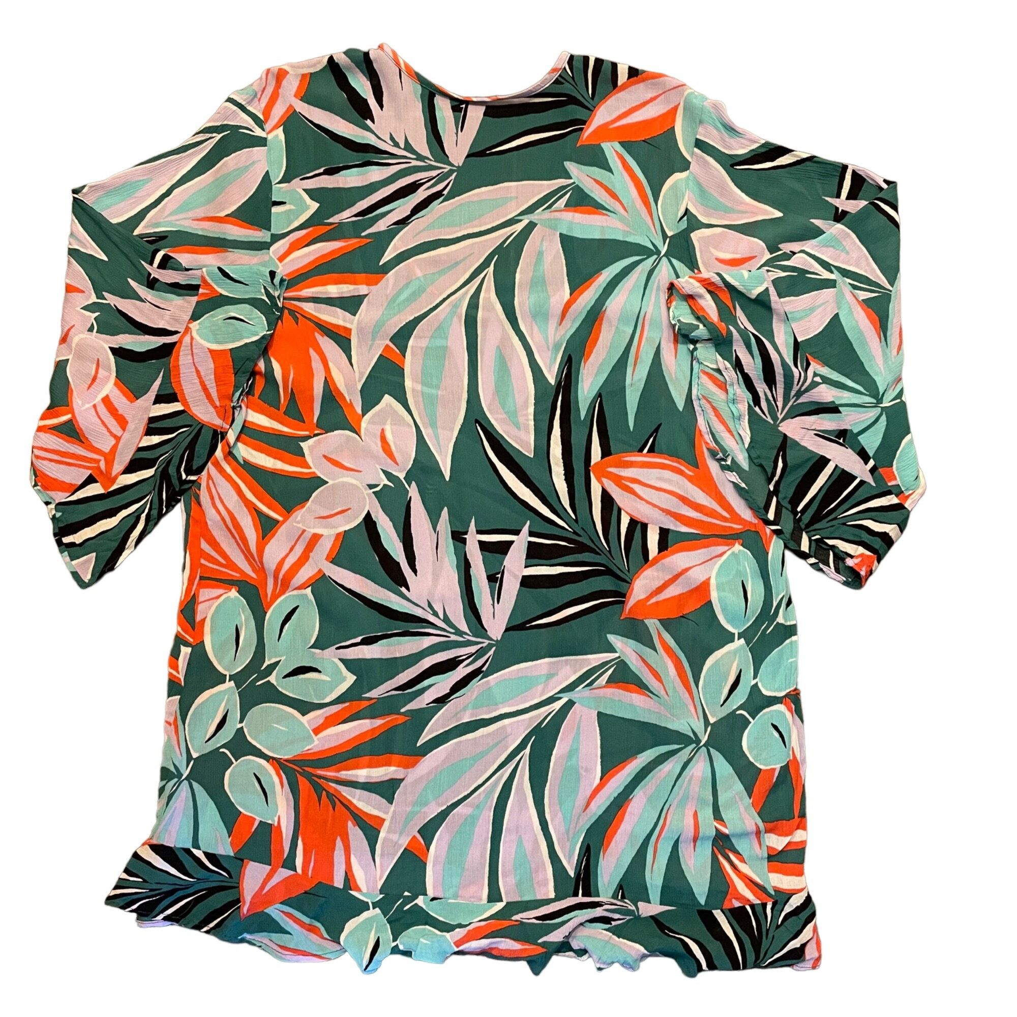 Other Anne Cole Novelty Tropical Print Bell Sleeve 100% Rayon Tuni Size M / US 6-8 / IT 42-44 - 2 Thumbnail