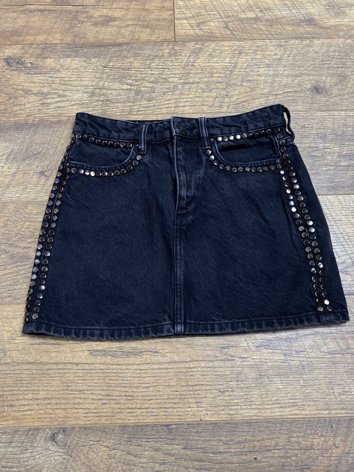 Allsaints AllSaints Winnie Studded Black Denim Mini Skirt Size 27" / US 4 / IT 40 - 1 Thumbnail