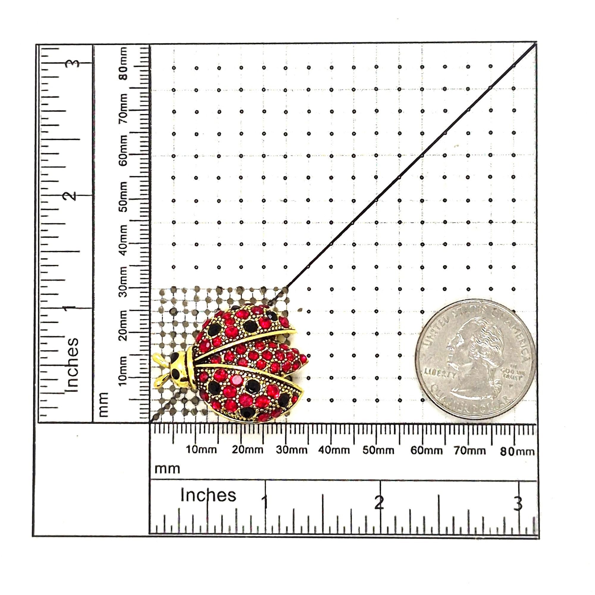 Other ⭐Vintage Style Ladybug Rhinestone Brooch Pin Red Gold Insect Size ONE SIZE - 6 Thumbnail