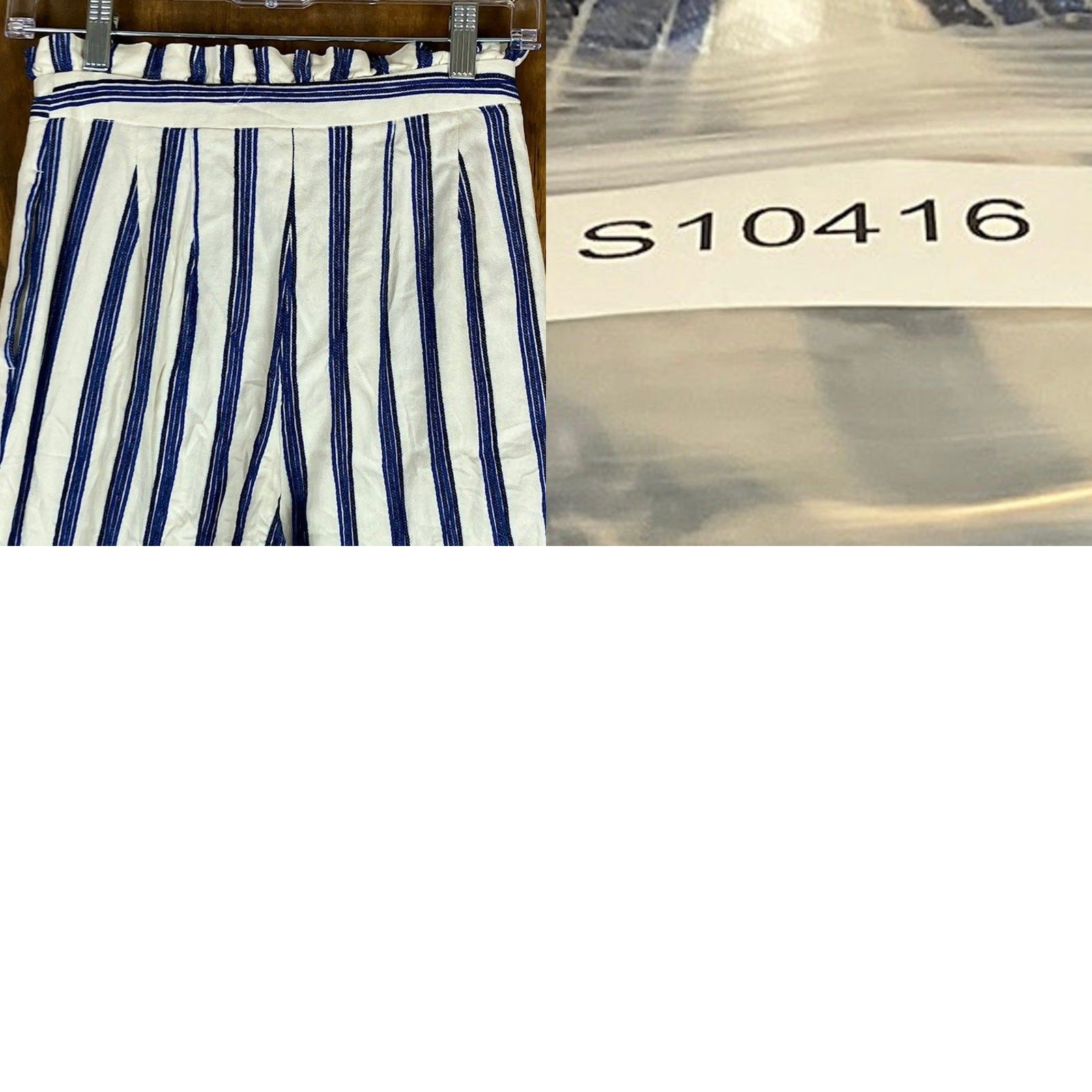 Express Express Womens Pants Striped Ankle High Rise 00R Blue Cream Stretch Size 24" / US 00 / IT 34 - 9 Thumbnail