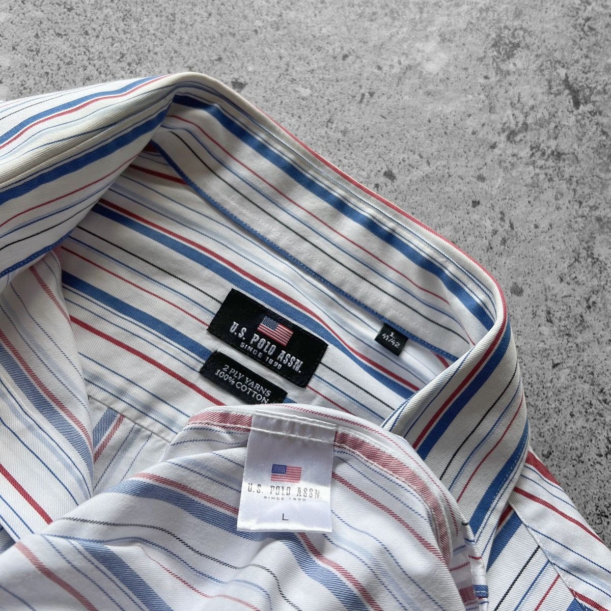 U.S. Polo Assn. × Vintage U.S. Polo Assn Vintage 2 Ply Yarns Striped Button Up Shirt Size US L / EU 52-54 / 3 - 6 Thumbnail