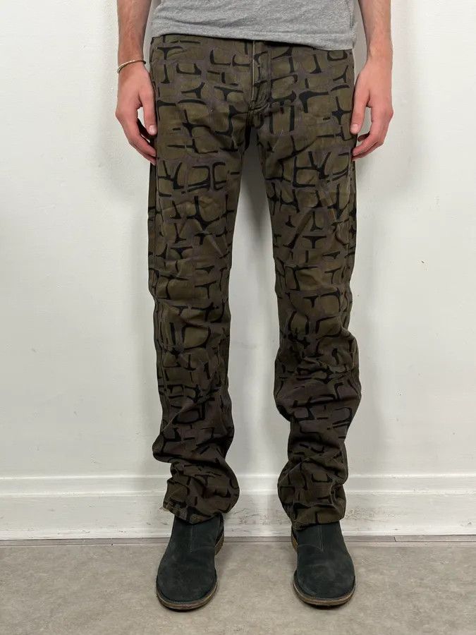 Moschino Moschino Khaki Cotton Abstract World Denim Jeans Size US 32 / EU 48 - 2 Thumbnail