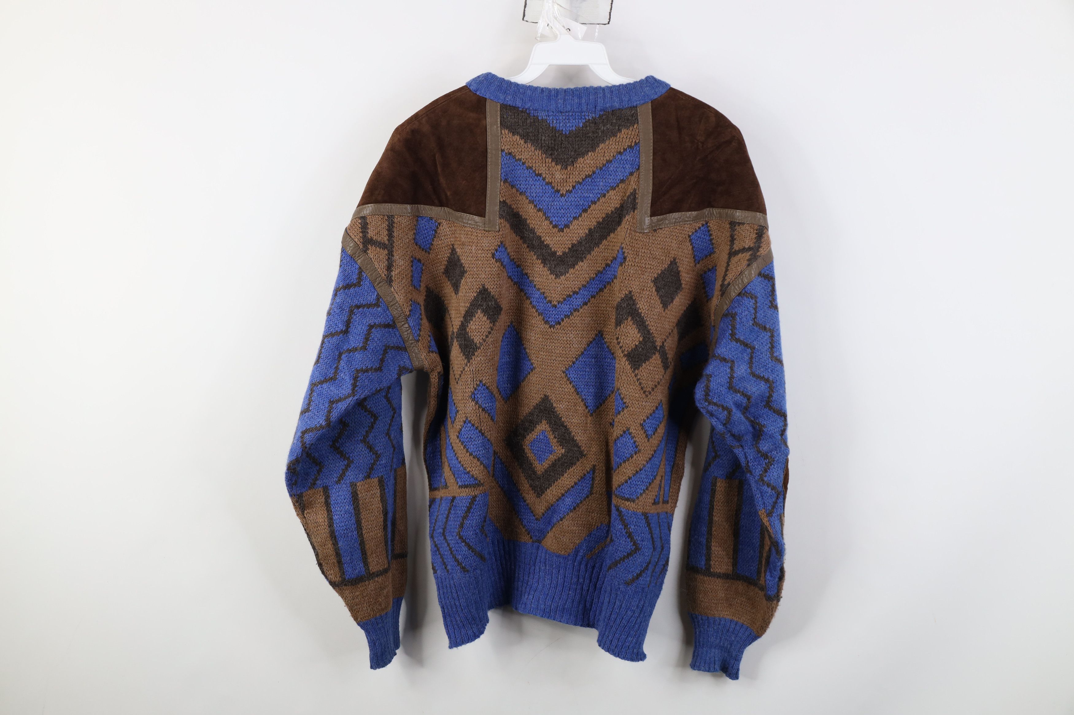 Vintage Vintage 90s Streetwear Elbow Patch Wool Blend Knit Sweater Size US L / EU 52-54 / 3 - 12 Thumbnail