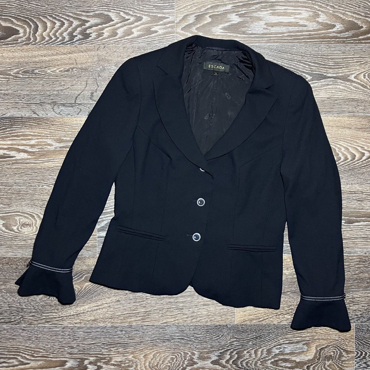 Escada Vintage ESCADA Women’s Wool Navy Blue Blazer Jacket Size M / US 6-8 / IT 42-44 - 1 Thumbnail