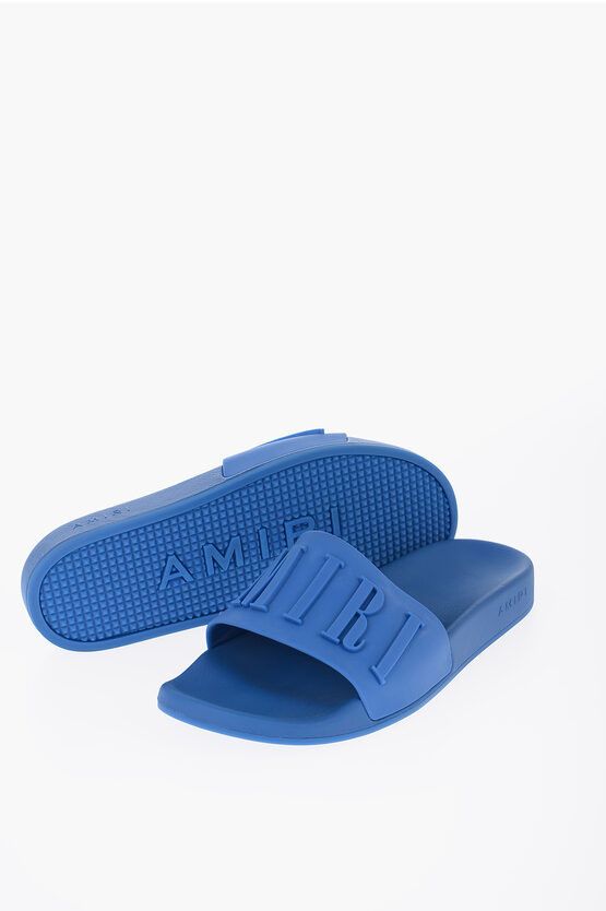 image of Amiri Og1Mm0424 Rubber Pool Slides In Blue, Men's (Size 7)