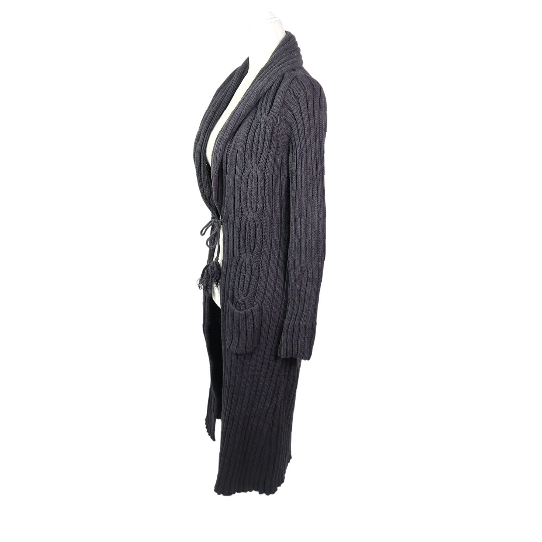 Vintage VINTAGE Weekend Max Mara Black Cotton Cable Knit Long Duster Cardigan Sweater S Size S / US 4 / IT 40 - 3 Thumbnail
