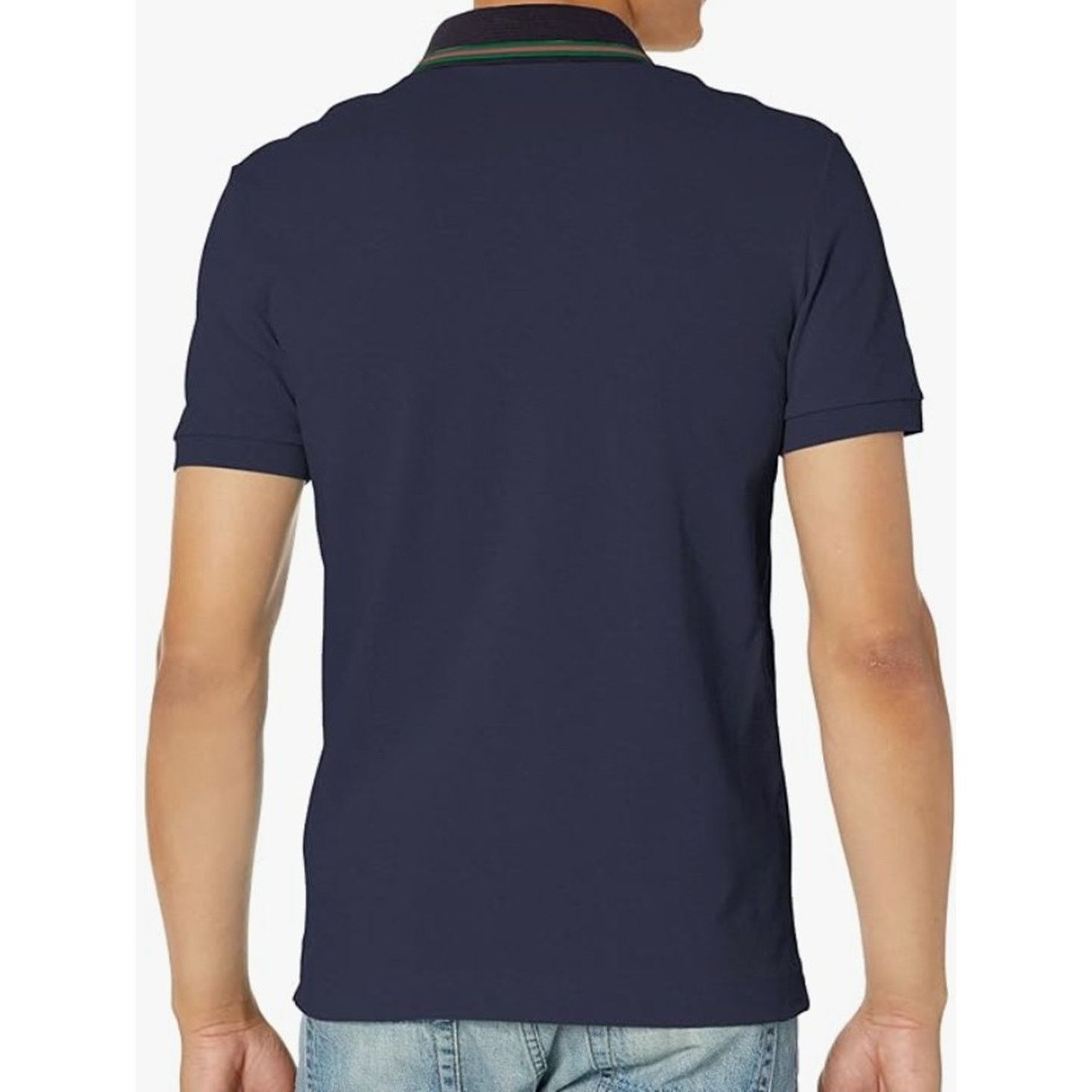 Lacoste Lacoste Men's Short Regular Fit Striped Neck Polo Marine 2XL Size US XXL / EU 58 / 5 - 3 Thumbnail