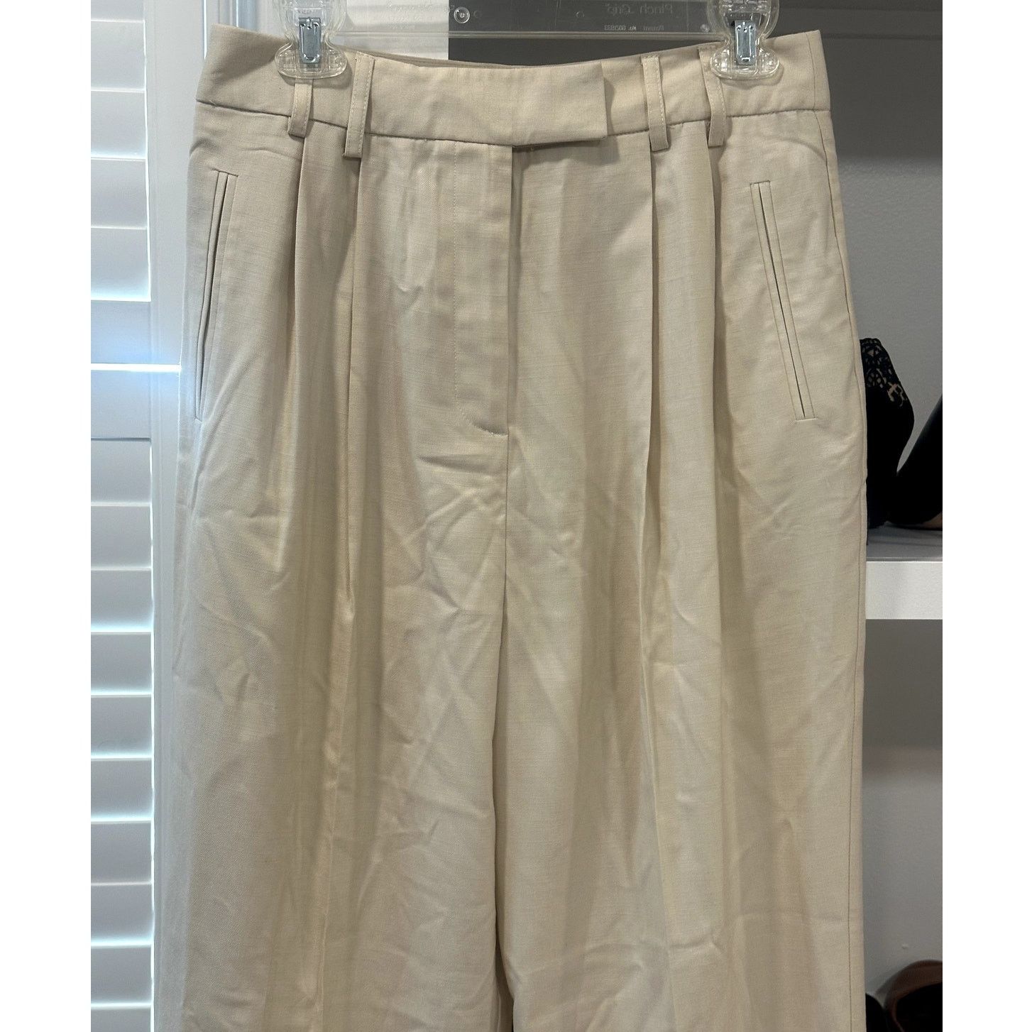 Topshop Topshop Size 8 Cream High Waisted Wide Leg Pants Flowy NWT Size 30" / US 8 / IT 44 - 2 Thumbnail