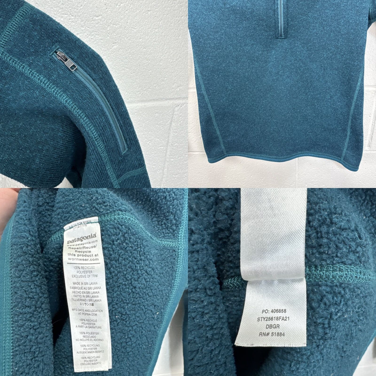 Patagonia Patagonia Sweater Women's 1/4-Zip Dark Borealis Green S Raglan Sleeve Pullover Casual Travel Fall Winter Regular Knit Zipper Size S / US 4 / IT 40 - 8 Thumbnail