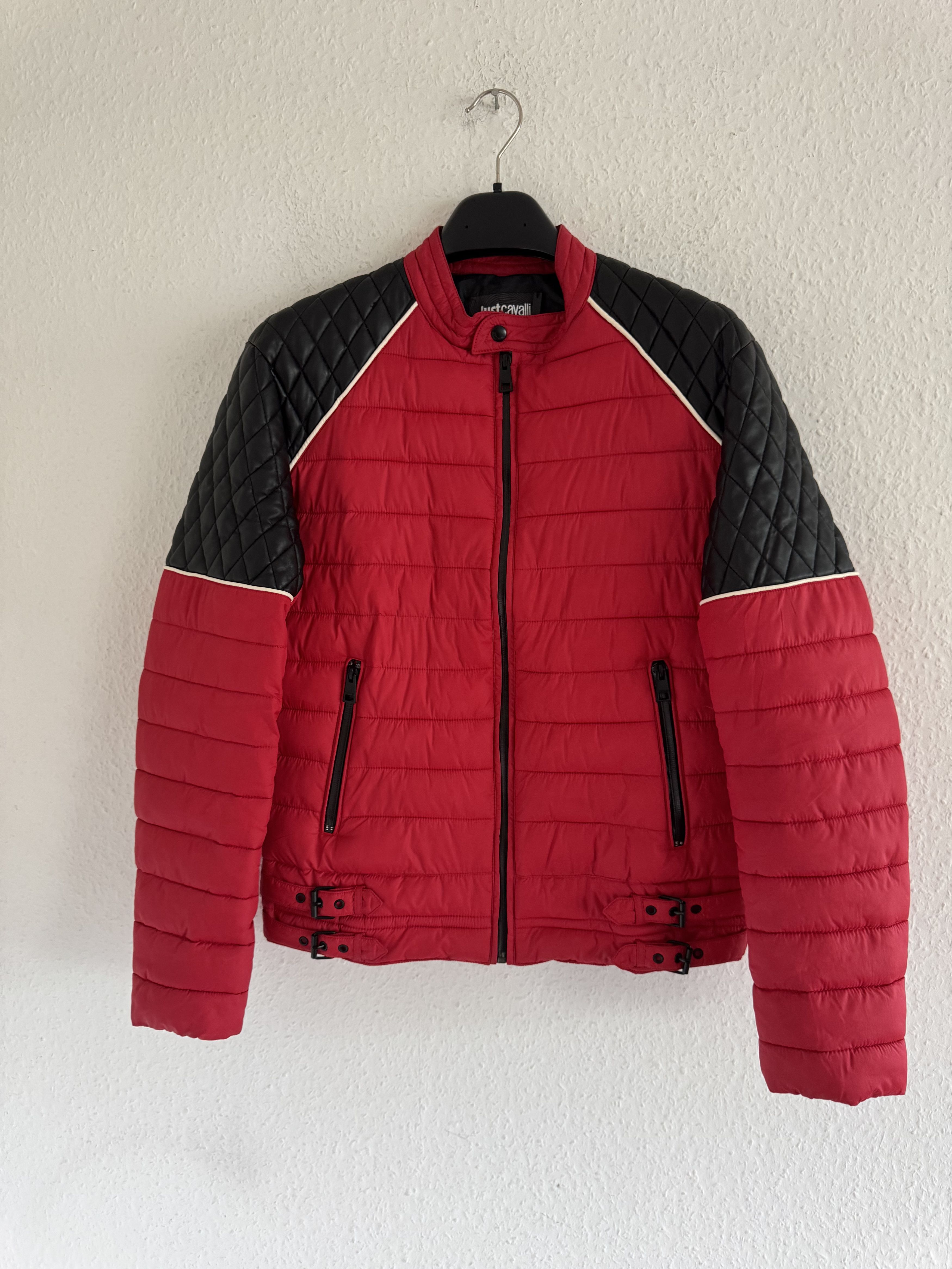 Just Cavalli Quilted Biker Down Jacket With Leather Shoulders Size US M / EU 48-50 / 2 - 10 Thumbnail