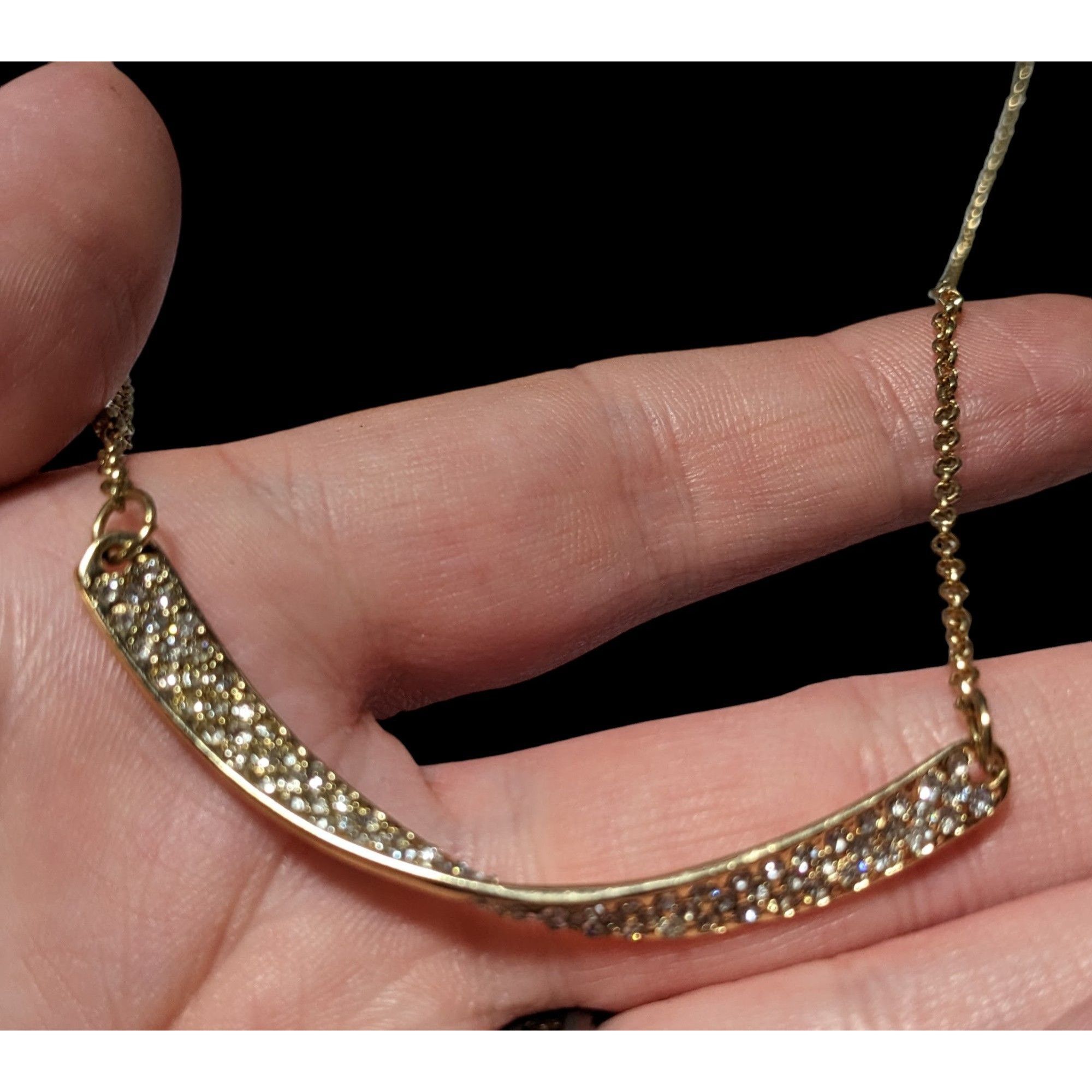 Other Sparkly Glam Gold Rhinestone Twisted Bar Necklace Size ONE SIZE - 6 Thumbnail