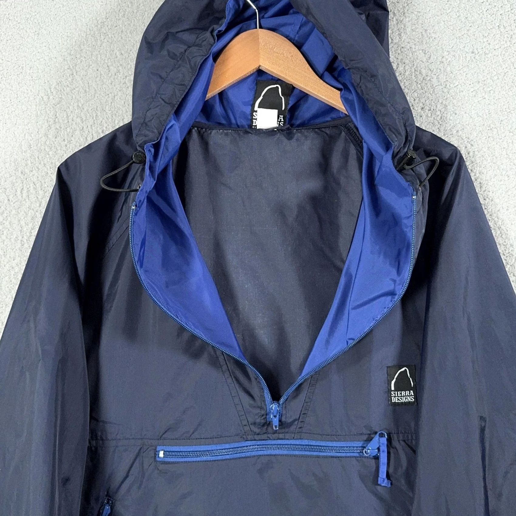 Sierra Designs VINTAGE Sierra Designs Micro Light Anorak Jacket Mens Large Blue Hooded 1/4 Zip Lightweight Lined Pockets Zipper Spring 80s 90s Era Mens Size US L / EU 52-54 / 3 - 7 Thumbnail