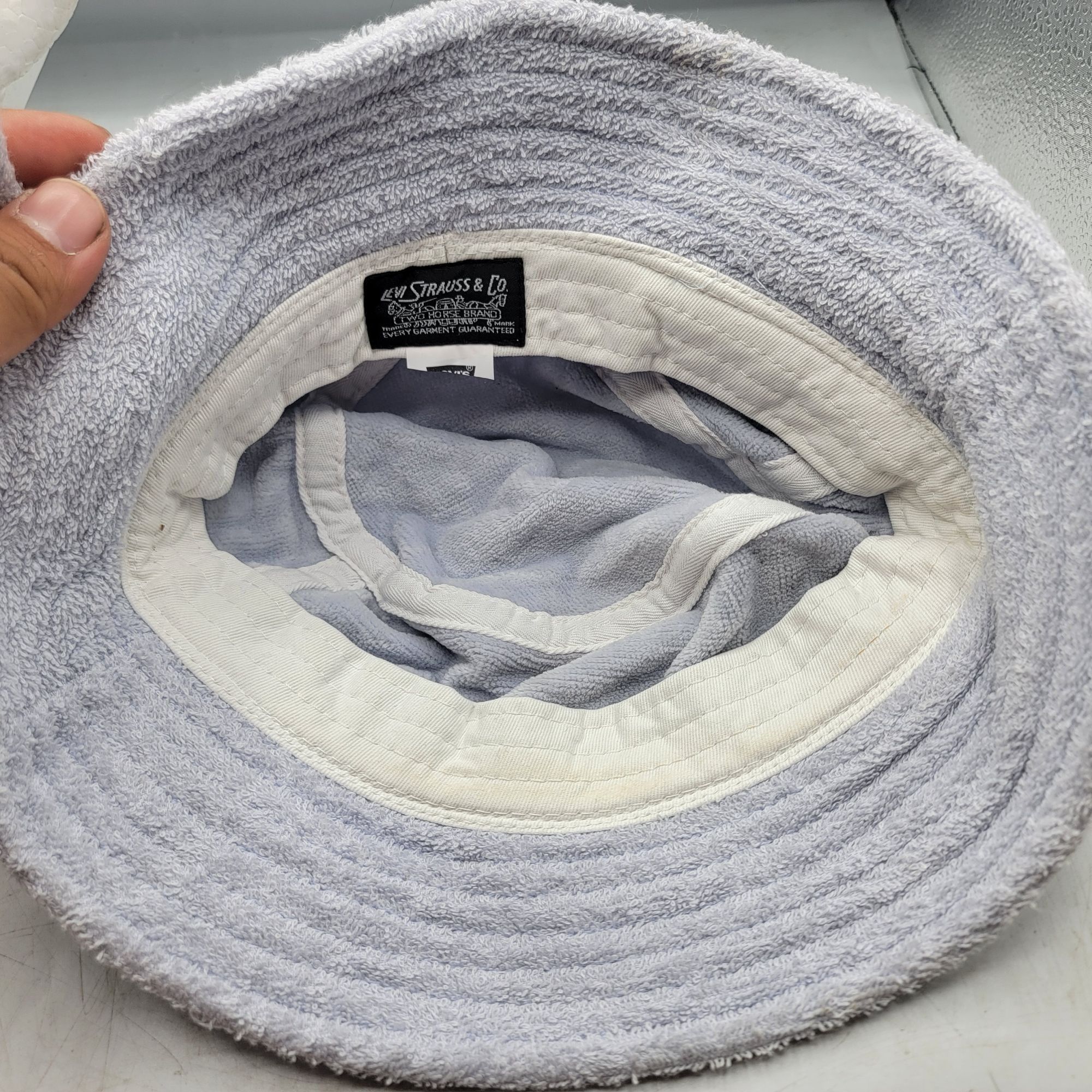 Levi's Levis Terry Cloth Womens Gray Bucket Hat With Bow Home Relax Size ONE SIZE - 7 Thumbnail
