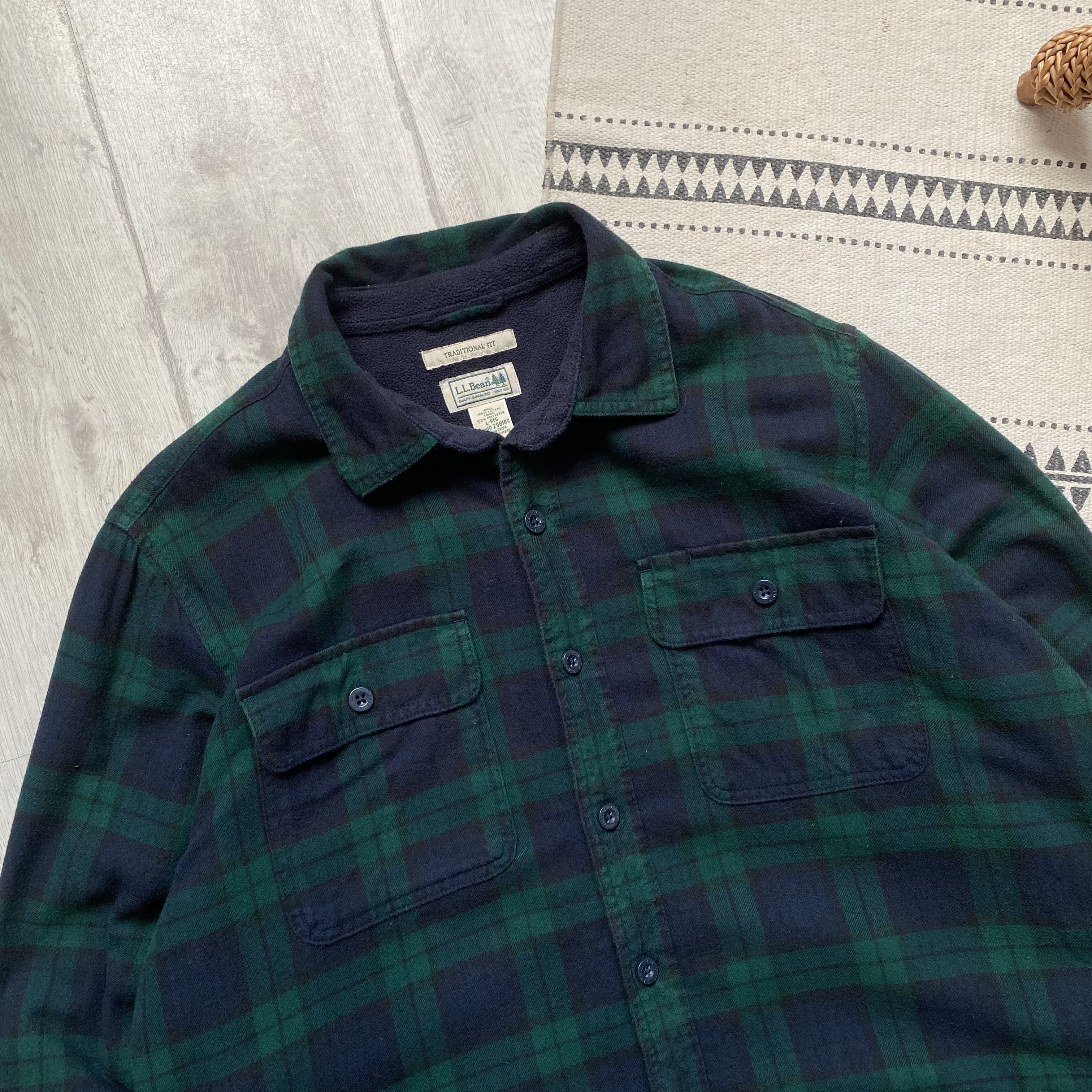 L.L. Bean 🪓 Vintage 90s LL Bean flannel jacket Overshirt Button Up Size US L / EU 52-54 / 3 - 2 Thumbnail