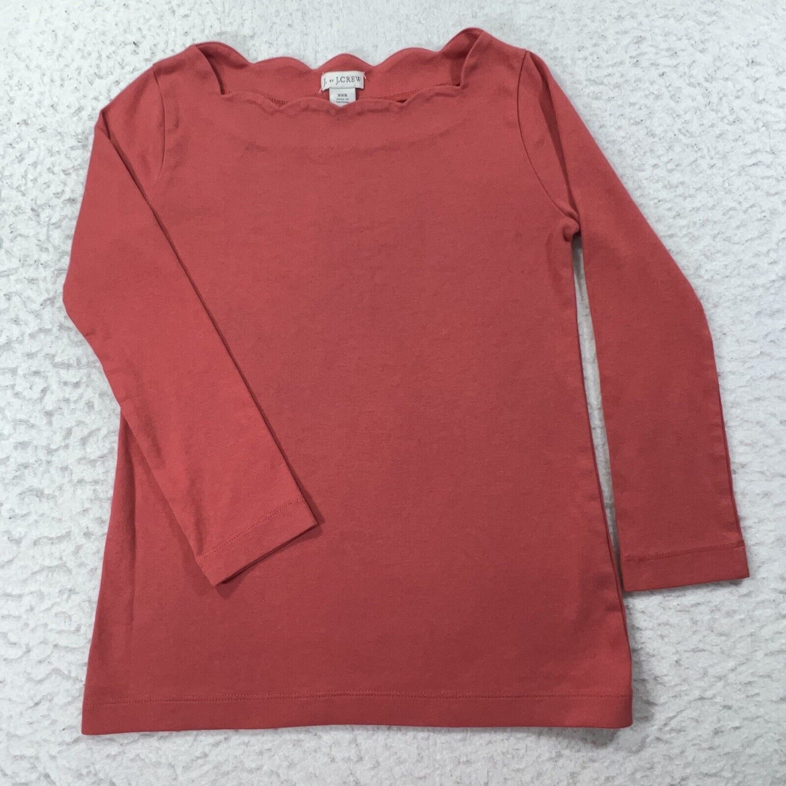 J.Crew J. Crew Long Sleeve Light Pink Pullover Scallop Neck Shirt Size XXS / US 00 / IT 34 - 1 Thumbnail