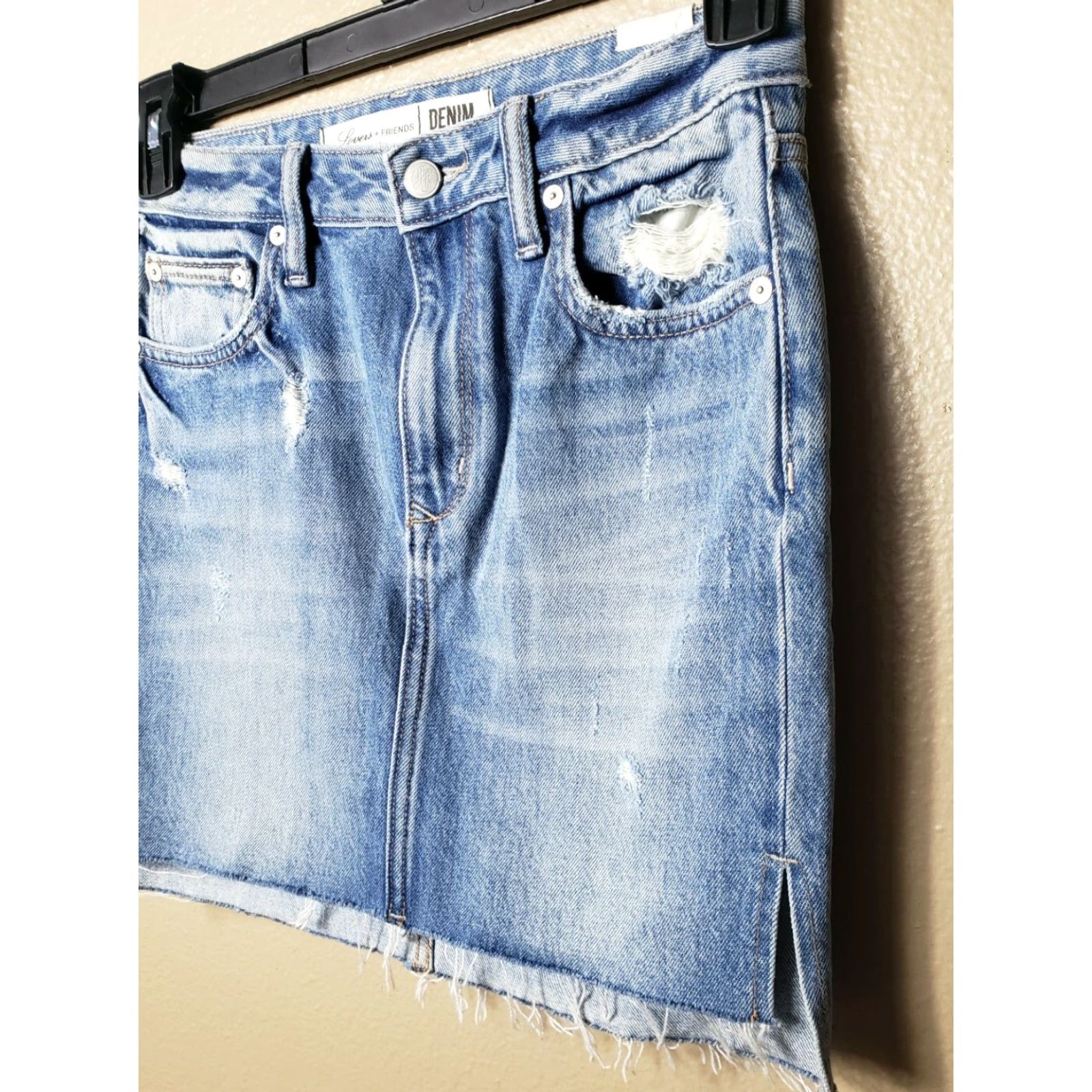 Vintage Lovers + Friends "Elijah" Distressed Jean Skirt-Size 26 Size 26" / US 2 / IT 38 - 3 Thumbnail